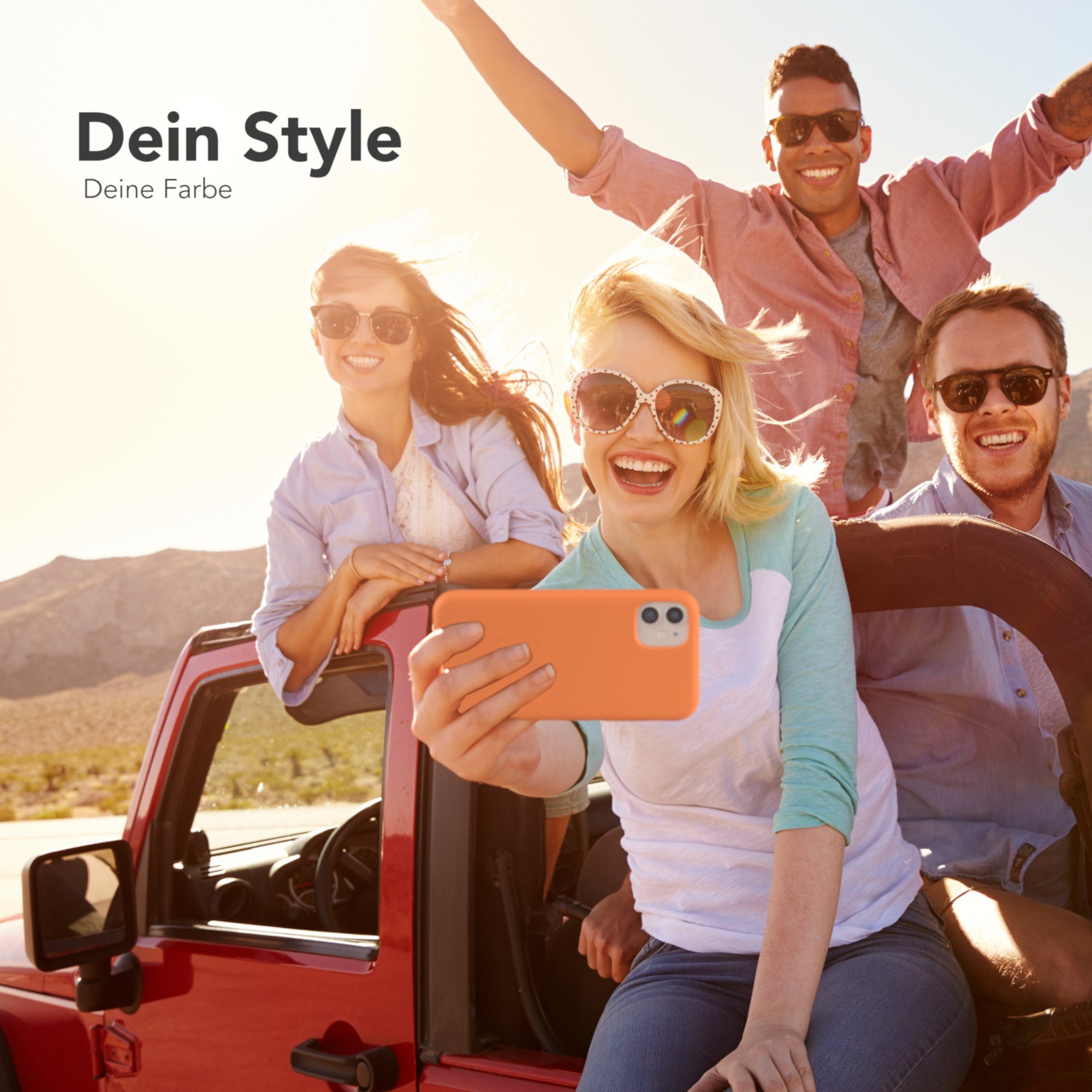EAZY CASE Handyhülle Premium Silikon Case für Apple iPhone 11 6,1 Zoll, Case stoßfest Smart Slimcover mit Displayschutz Back Cover Etui Orange