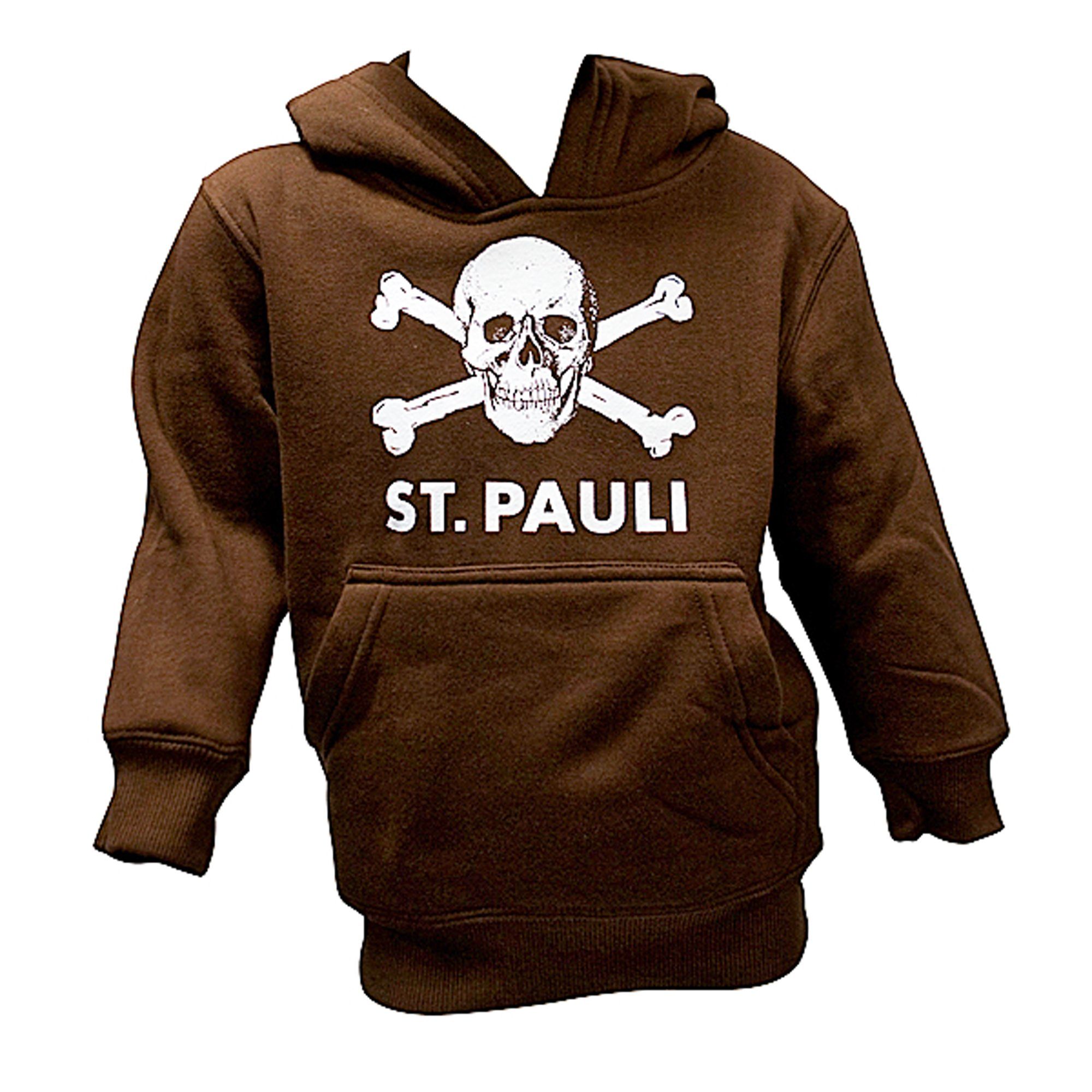 FC St. Pauli Kapuzenpullover Kinder Hoodie Totenkopf Groß (Braun)