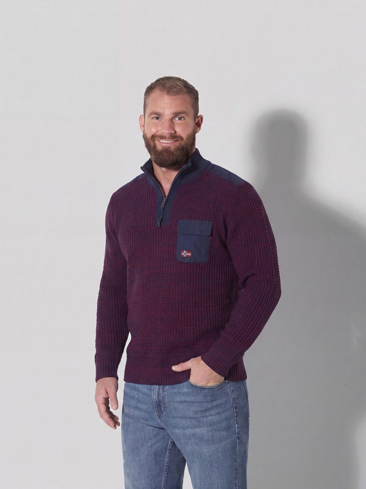 Jan Vanderstorm Strickpullover BJORNBERG mit Ellenbogen-Patches