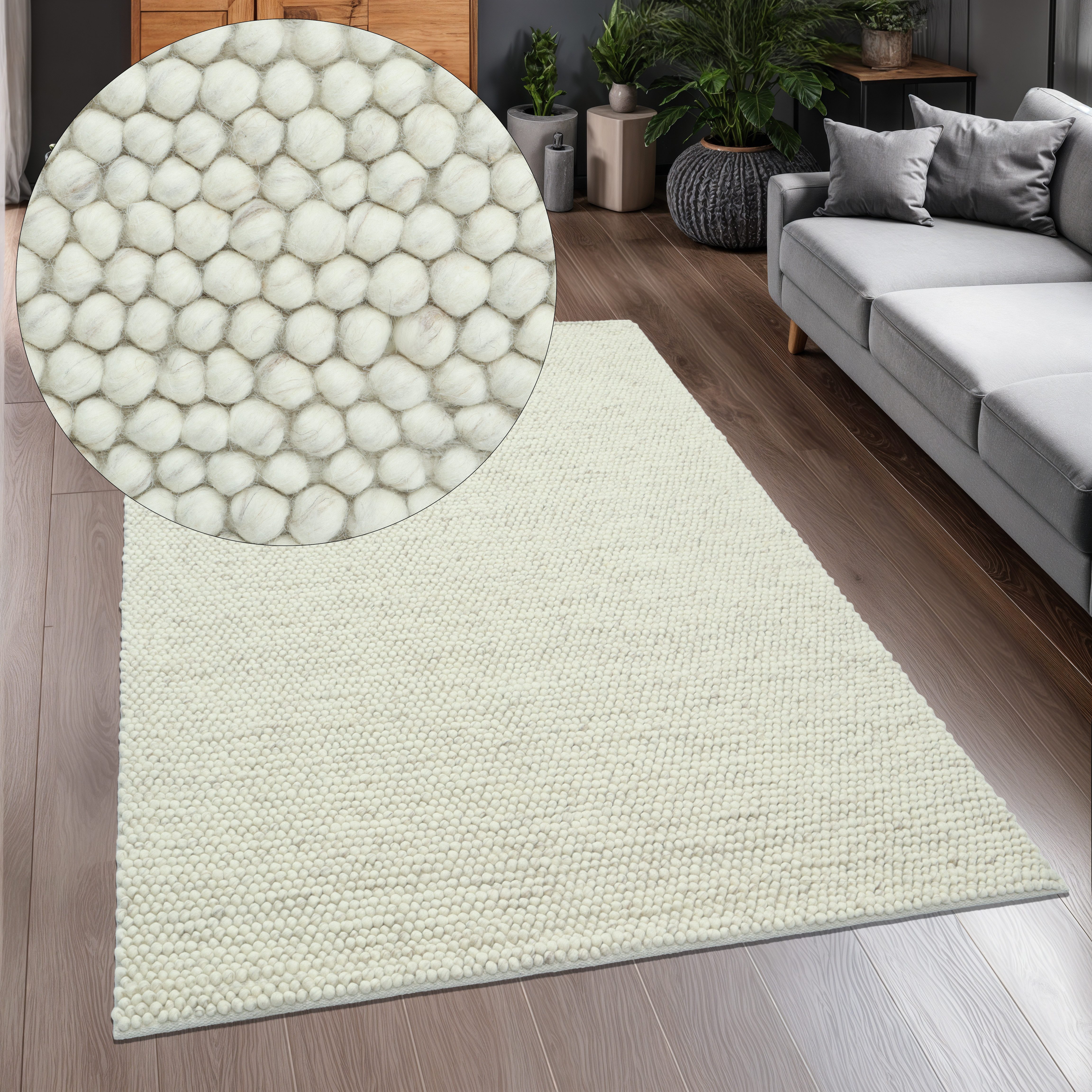 OTTO home Wollteppich Wolly, Wolle, in Standard und Premium Qualität, rechteckig, Höhe: 14 mm, handgewebt, Handweb Teppiche, Skandi, Wohnzimmer, Schlafzimmer