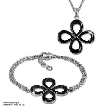 Amello Edelstahlkette Amello Blume Halskette silber schwarz (Halskette), Damen Halsketten (Blume) aus Edelstahl (Stainless Steel)