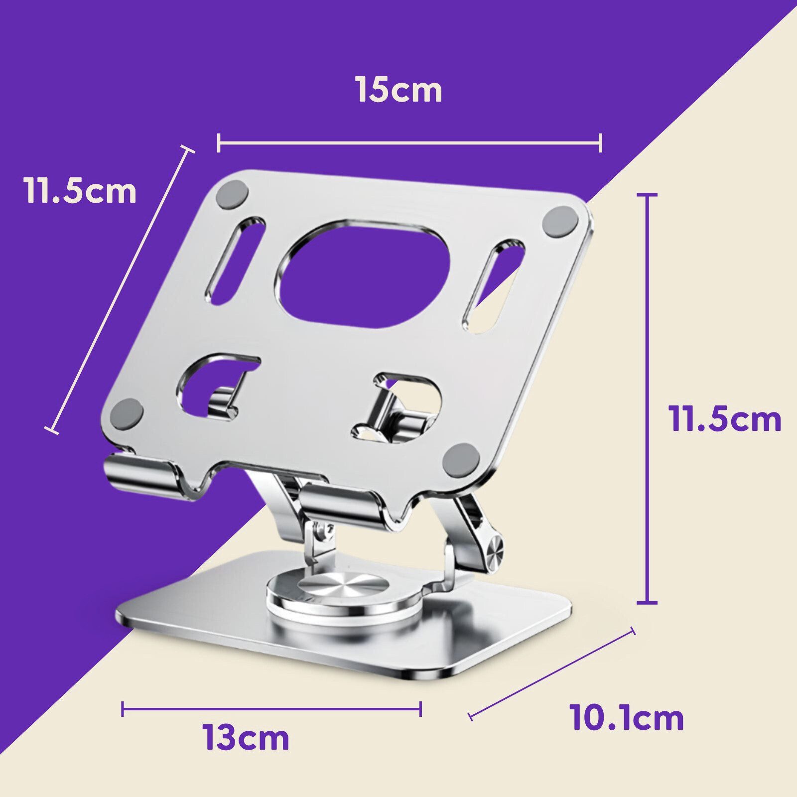 RUHE Tablet-Halterung Aluminium iPad Halterung Tablet Ständer Verstellbar mit 360° Drehbar, (bis 16.5 Zoll, iPad Ständer, Handy Halterung Schreibtisch, Aluminiu – Bild 4 von 4