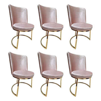 JVmoebel Esszimmerstuhl Esszimmer Rosa 6x Stühle Holz Sessel Wohnzimmer Möbel 6tlg. Sofort (6 St), Made in Europa