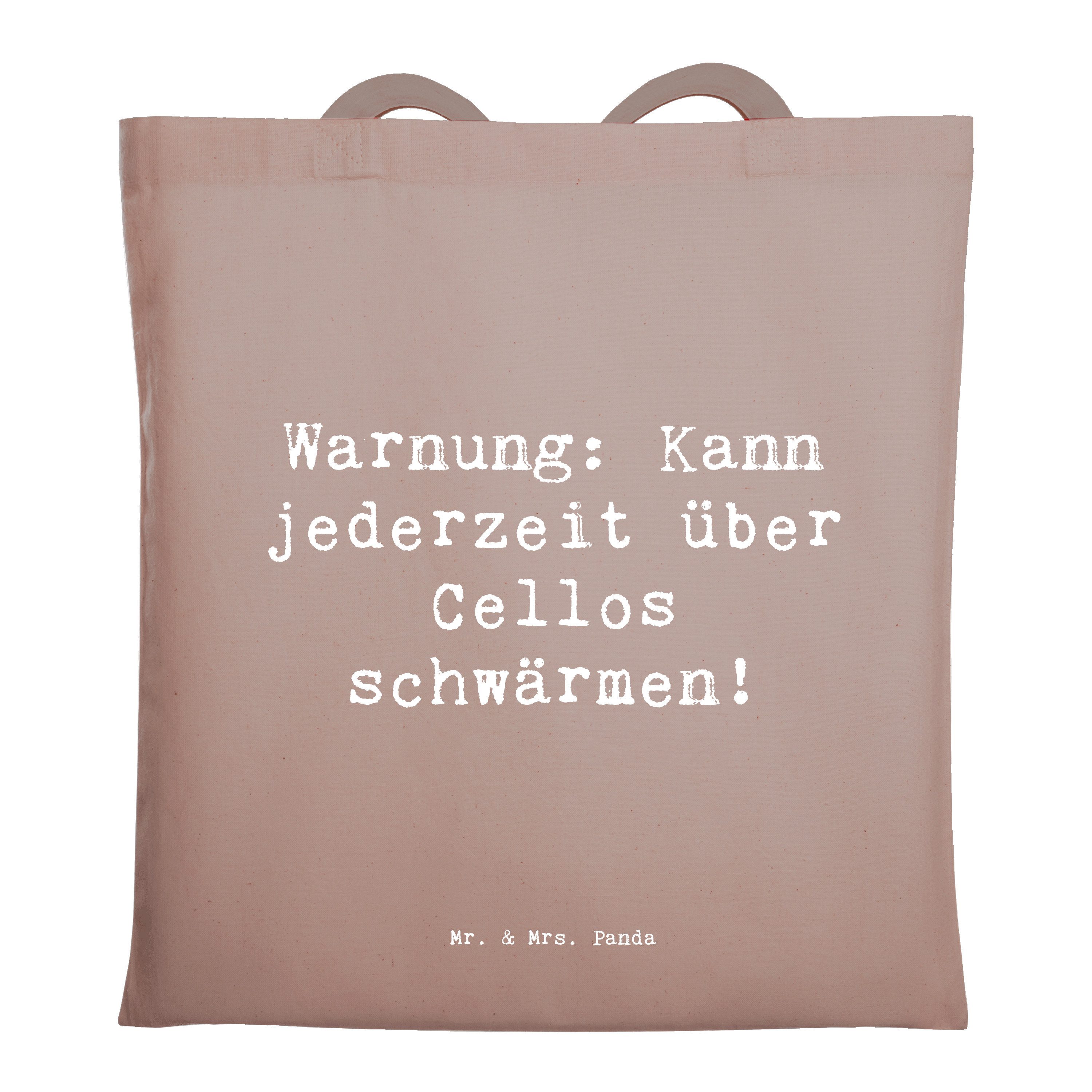 Tragetasche Spruch Cello Schwärmerei - Braun Pastell - Geschenk, Musikliebe, Klas