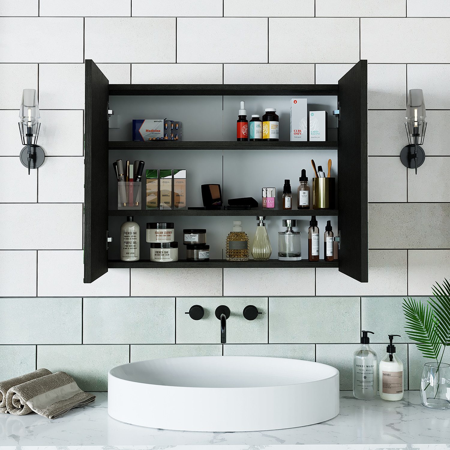 Roomart Badezimmerspiegelschrank Badezimmer Spiegelschrank, 2 Türen, Soft-Close, 2 Größen, wählbar (Badezimmer Spiegelschrank 80 cm und 60 cm breit Badmöbel Bad – Bild 3 von 5
