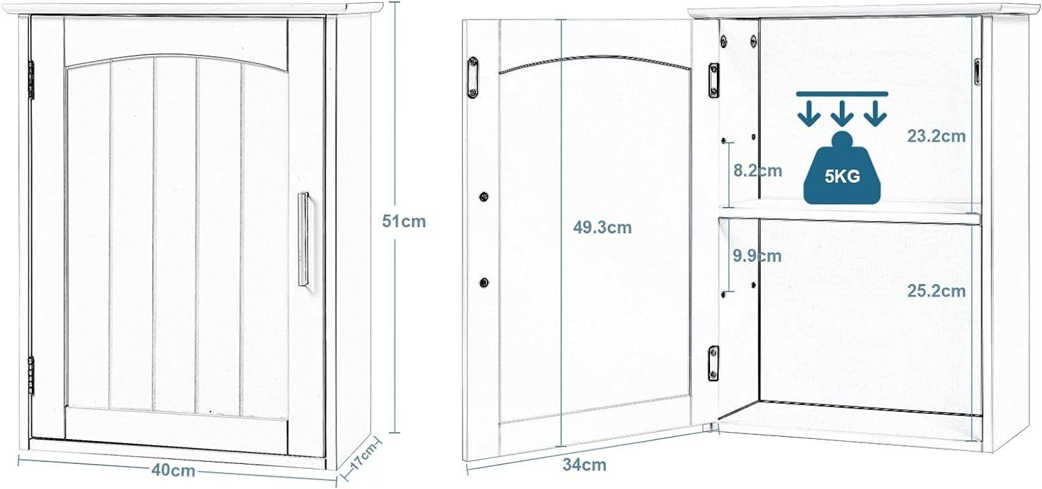 EUGAD Midischrank (1-St) Hängender Badezimmerschrank mit verstellbare Ablage