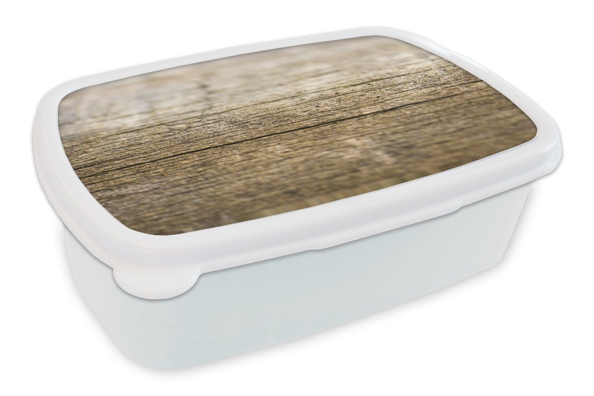 Holzbretts, und Kunststoff, Kinder Jungs Brotbox und Mädchen weiß MuchoWow eines Erwachsene, Brotdose, (2-tlg), für Aufbau Lunchbox für