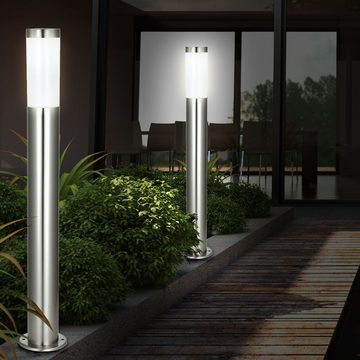 Globo LED Außen-Stehlampe, 2er Set RGB LED Außen Steh Lampen Edelstahl Fernbedienung