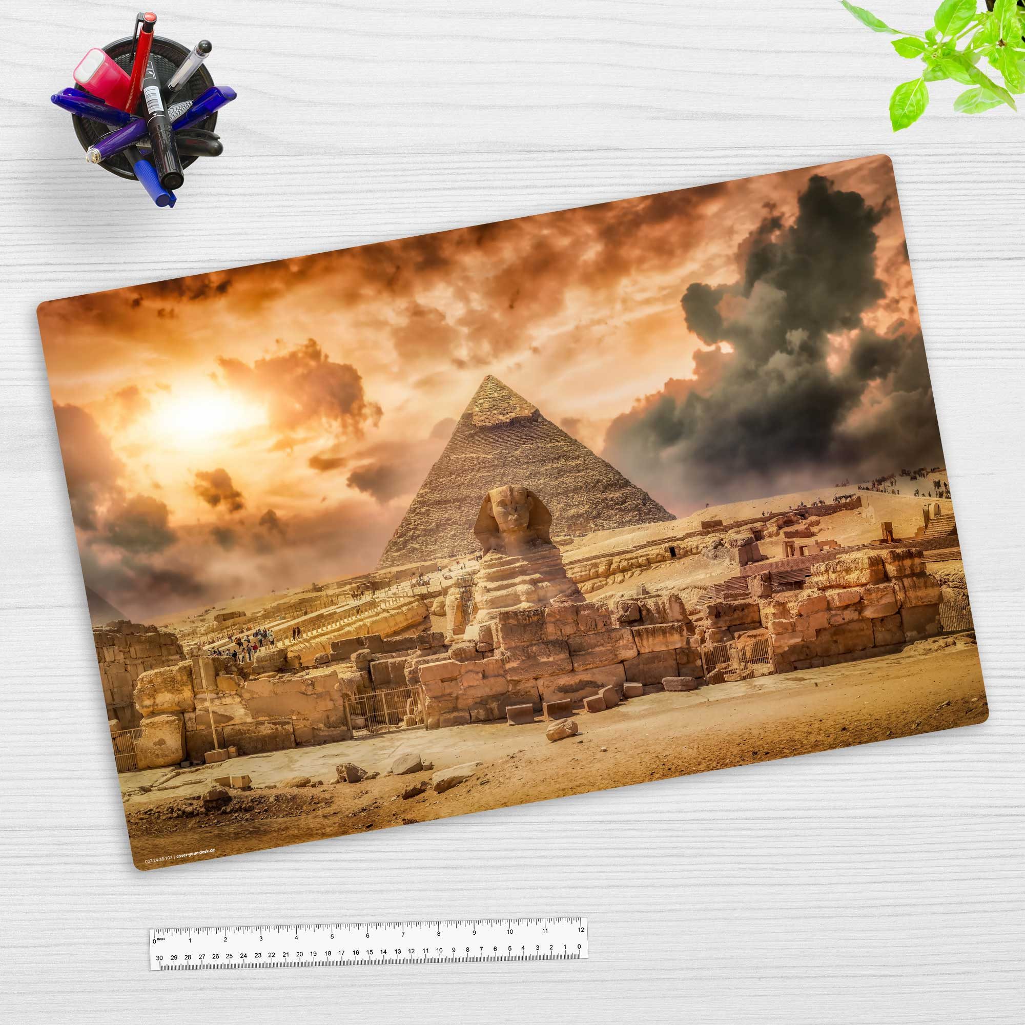 Thumbnail - cover-your-desk.de Schreibtischunterlage abwaschbar - Pyramide und Sphinx - premium Vinyl - Made in Germany, (1 tlg)
