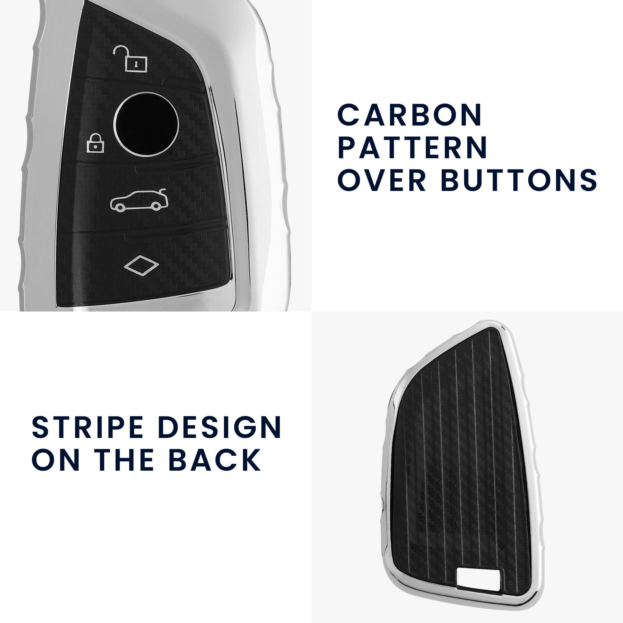 Autoschlüssel, kwmobile Schlüsselhülle Hülle Cover für Smart TPU 3-Tasten Key Schlüsseltasche BMW Autoschlüssel