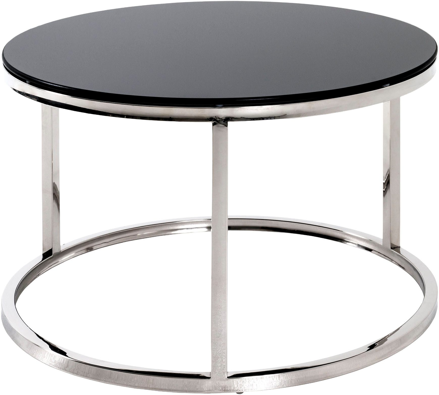 HAKU Beistelltisch Sofatisch, Wohnzimmertisch (1-St), rund - aus Metall Silber - Ø/H 60/36 cm