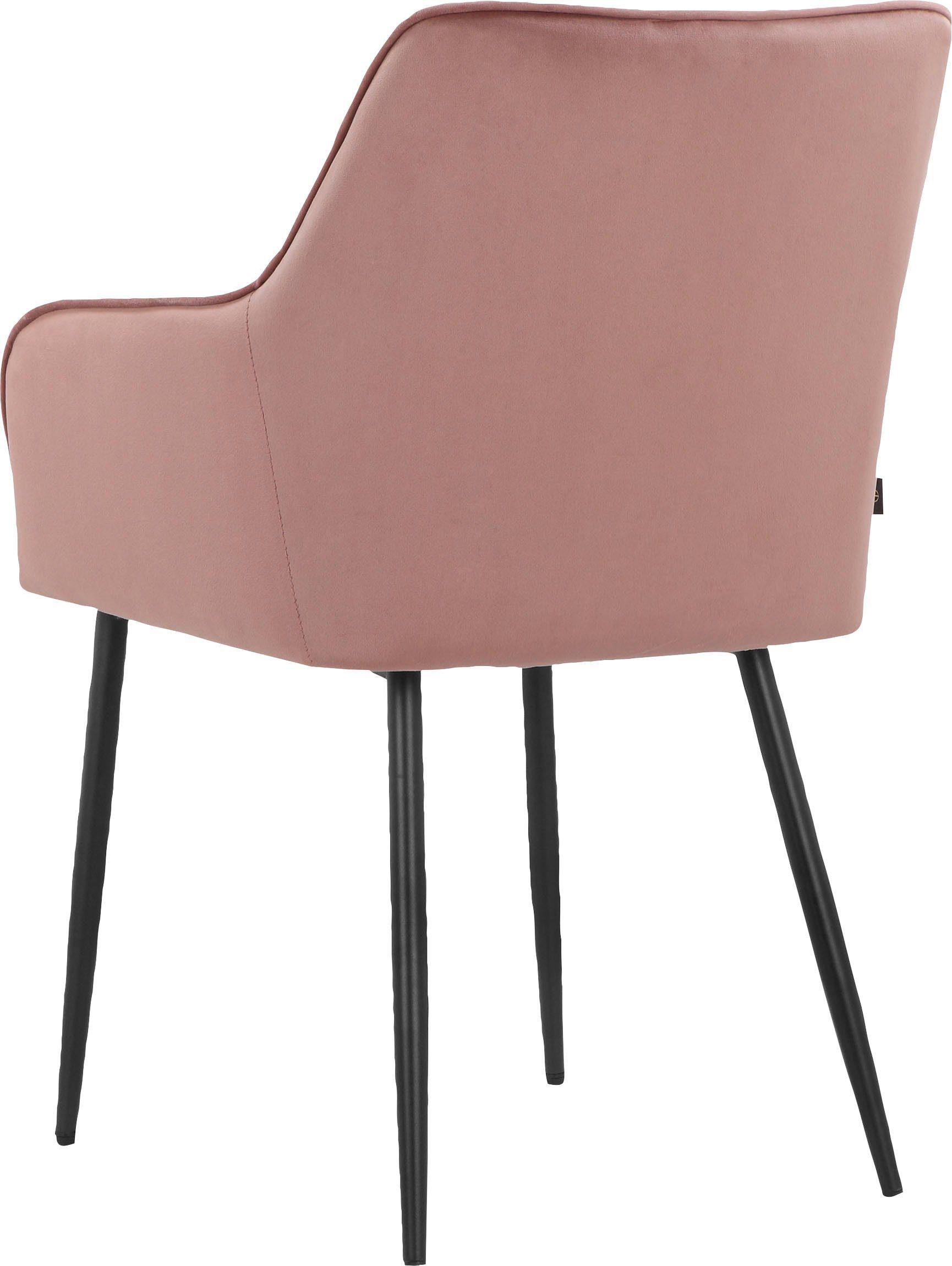 Leonique Armlehnstuhl Montmerle | und Rücken St), in 50cm rosa/schwarz (2 Velourstoff Sitz Steppung, gepolstert, Sitzhöhe rosa mit