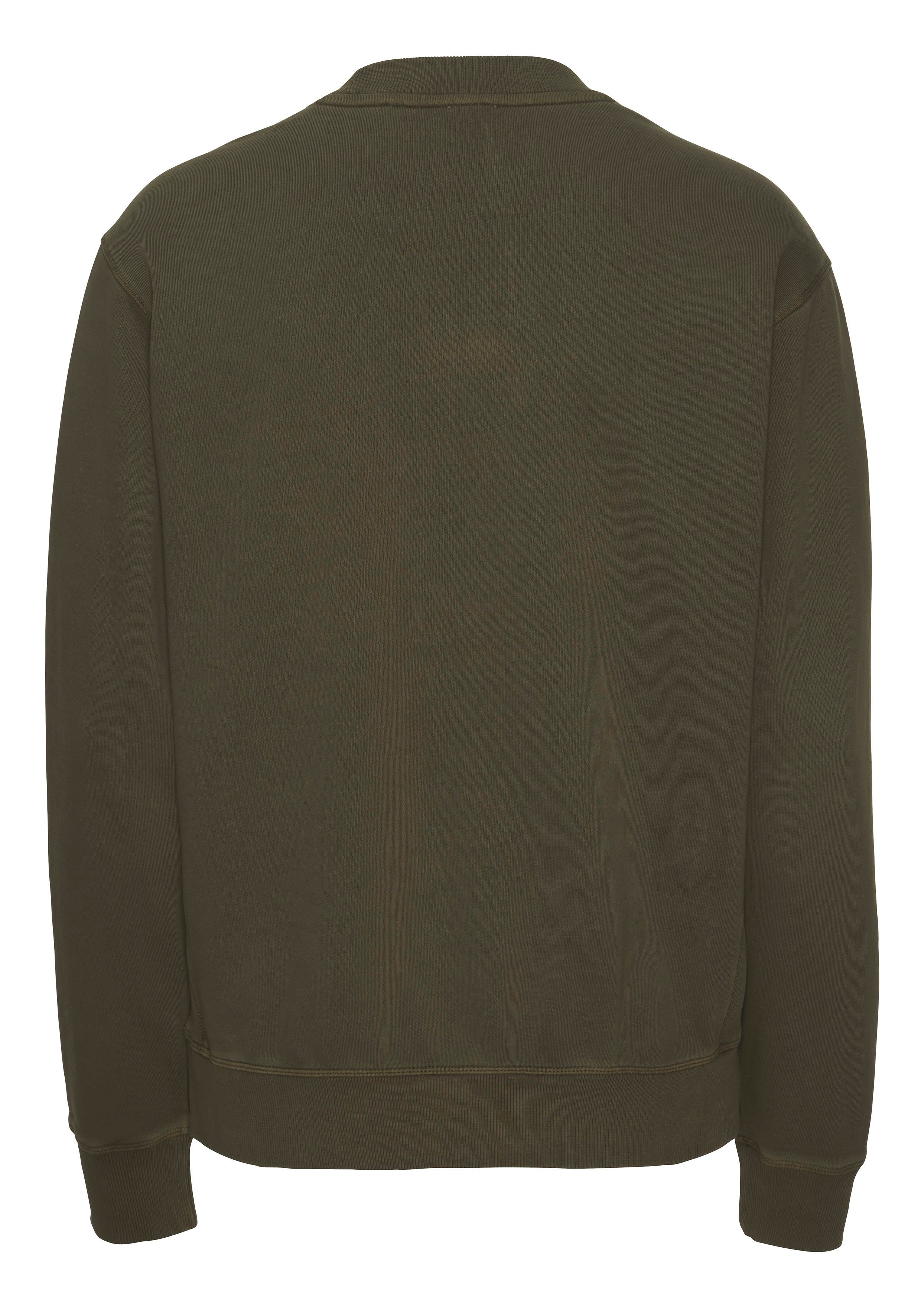 BOSS ORANGE Sweater Wefade (1-tlg) Rippeinsätzen 368_Open_Green mit seitlichen