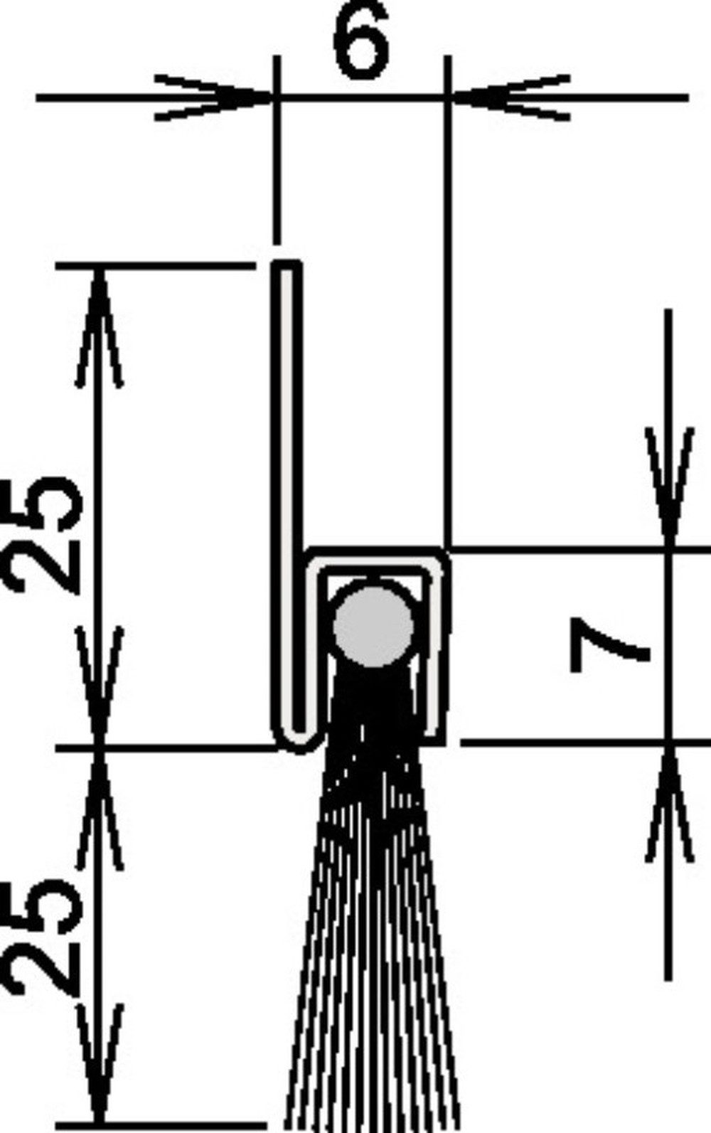 Türbodendichtung ATHMER 4-310-025-1250 Bürstentürdichtung Ferrobros FA 25-6 Länge 12