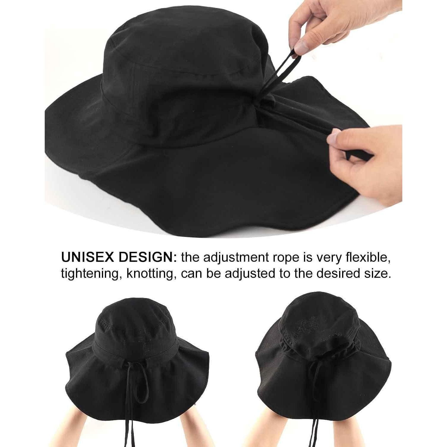 LuxusKollektion Fischerhut Fischerhut Anglerhut Sonnenhut Nackenschutz UPF50 58 64cm M-L Schwarz