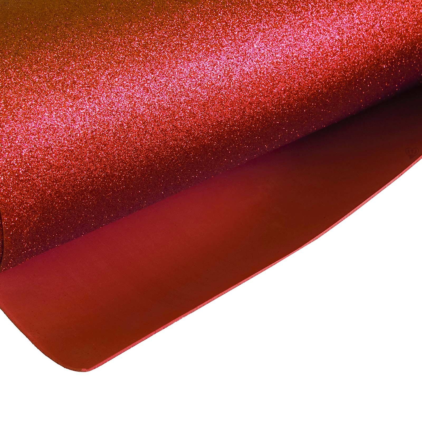 maDDma Moosgummi 50cm Glitzer-Moosgummi EVA 90cm breit, rot