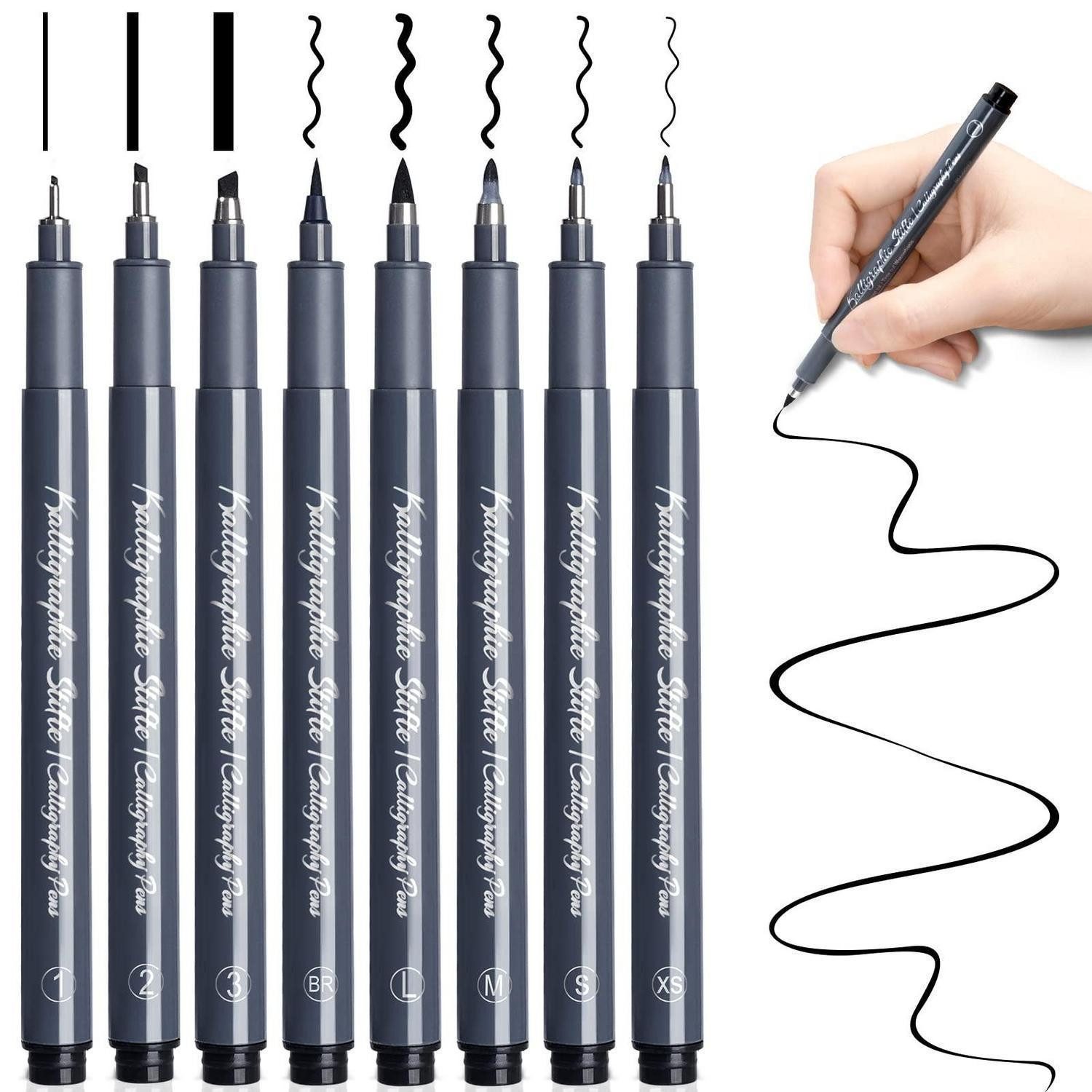 LuxusKollektion Kalligraphie-Stift Kalligraphie Stifte Set 8 Stück Schwarz
