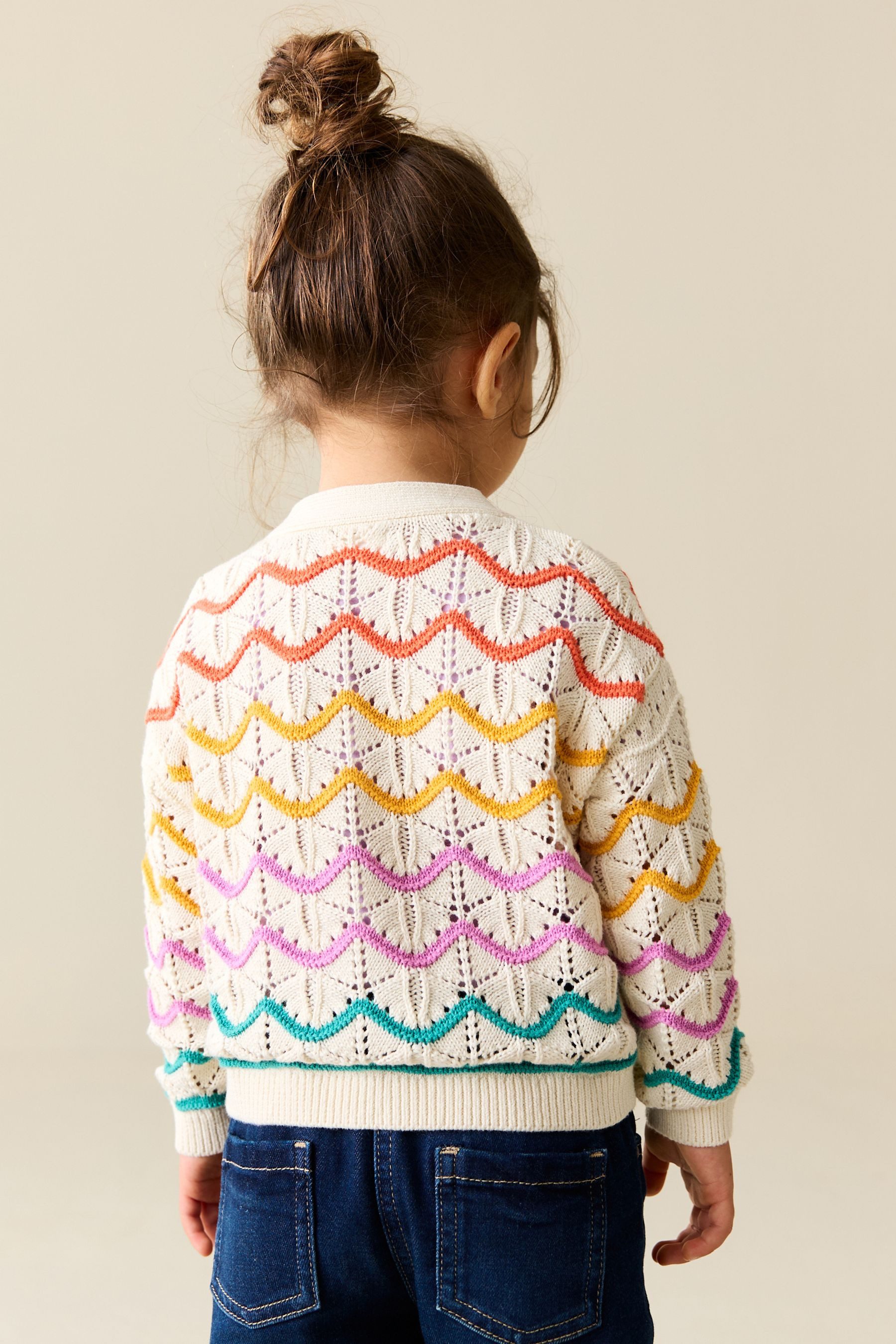 Next Cardigan Strickjacke mit V-Ausschnitt und Wellenmuster (1-tlg)