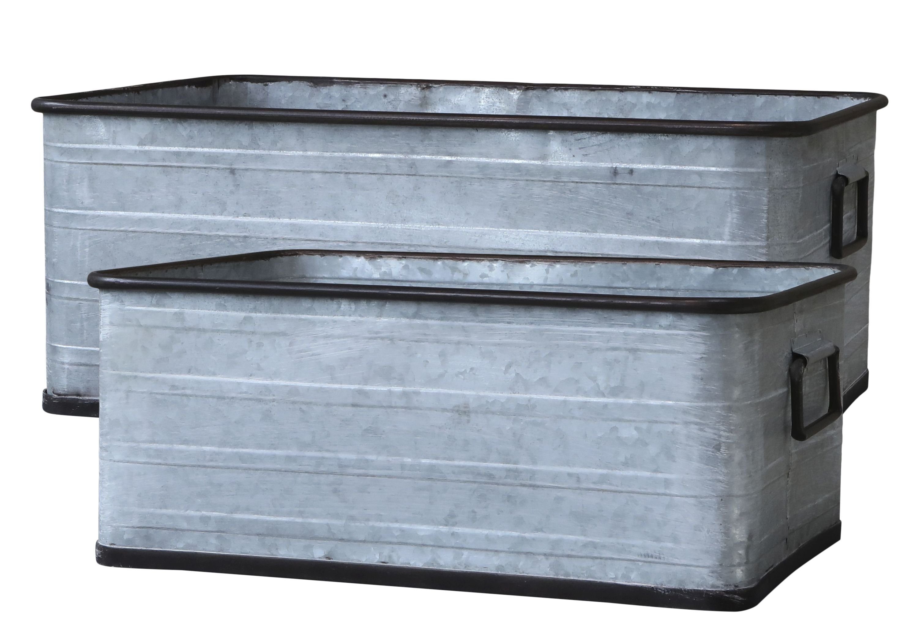 Chic Antique Pflanzkübel 2er Set Wanne Dekowanne Pflanztopf Pflanzkübel Metall Grau Chic