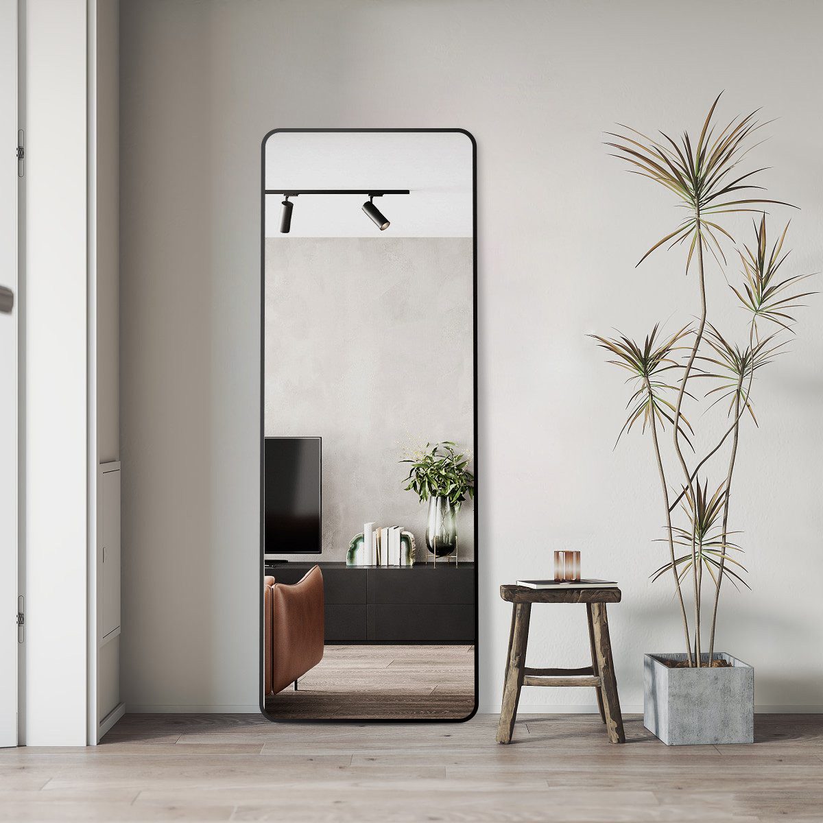 Boromal Ganzkörperspiegel Wandspiegel Standspiegel Spiegel Schwarz günstig online kaufen