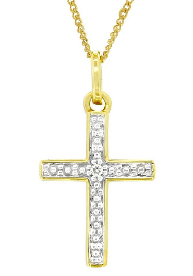 Firetti Kettenanhänger Schmuck Geschenk Gold 333 Halsschmuck Anhänger für Halskette  Kreuz, zu Kleid, Shirt, Jeans, Sneaker! Anlass Geburtstag Weihnachten,  Hochwertiges Damenschmuckstück mit religiöser Bedeutung