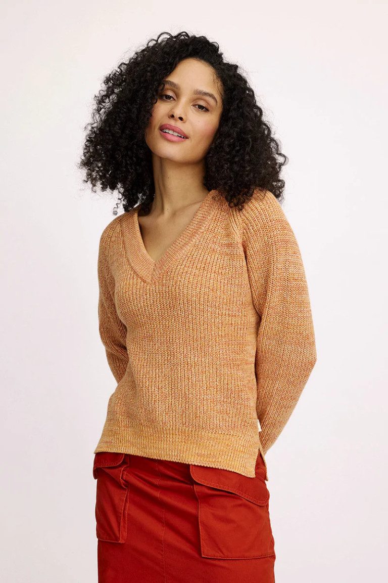 naturalplace Strickpullover Gemütlicher Strickpullover mit V-Ausschnitt, 100% Bio-Baumwolle