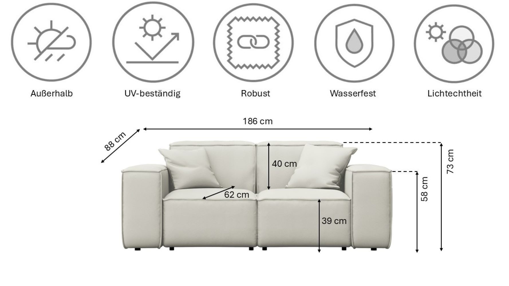 Kaiser Möbel Gartenlounge-Set Gartenmöbel-Set 3 2 1 für Garten, Terrasse, MALIBU Lounge-Set