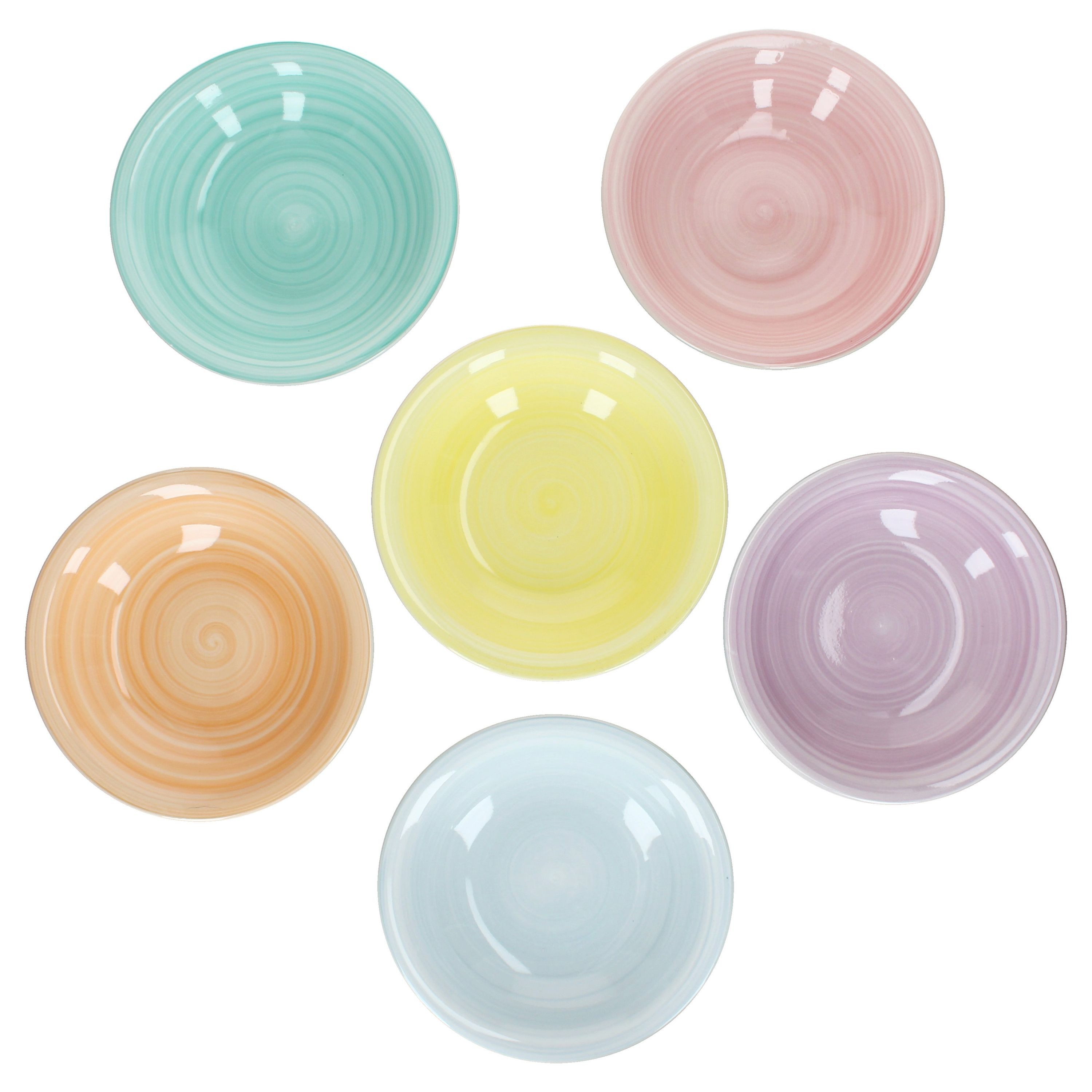 MamboCat Suppenteller Pastello 6er Set Suppenteller 450ml Steingut bunt Teller tief