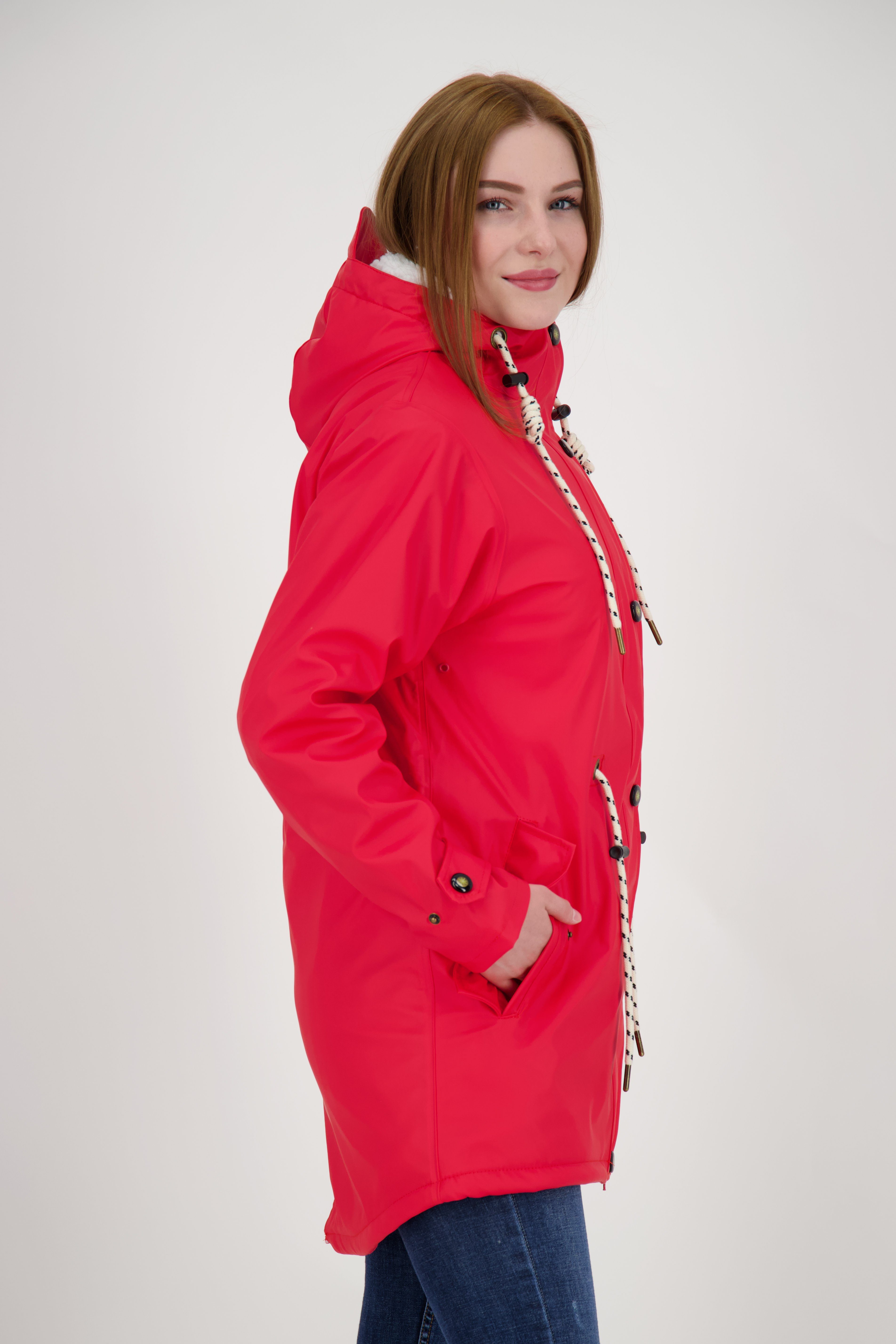 rot in Großen Größen Friesennerz NEW WOMEN Regenmantel DEPROC erhältlich HALIFAX Active auch