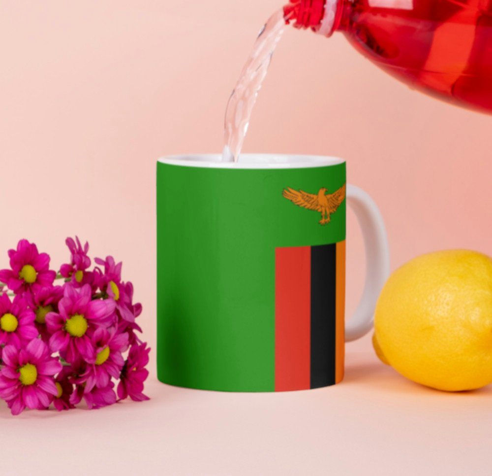 Becher Sambia Flagge Tasse Cup Pot Tinisu Tasse Afrika Kaffee Kaffeetasse National
