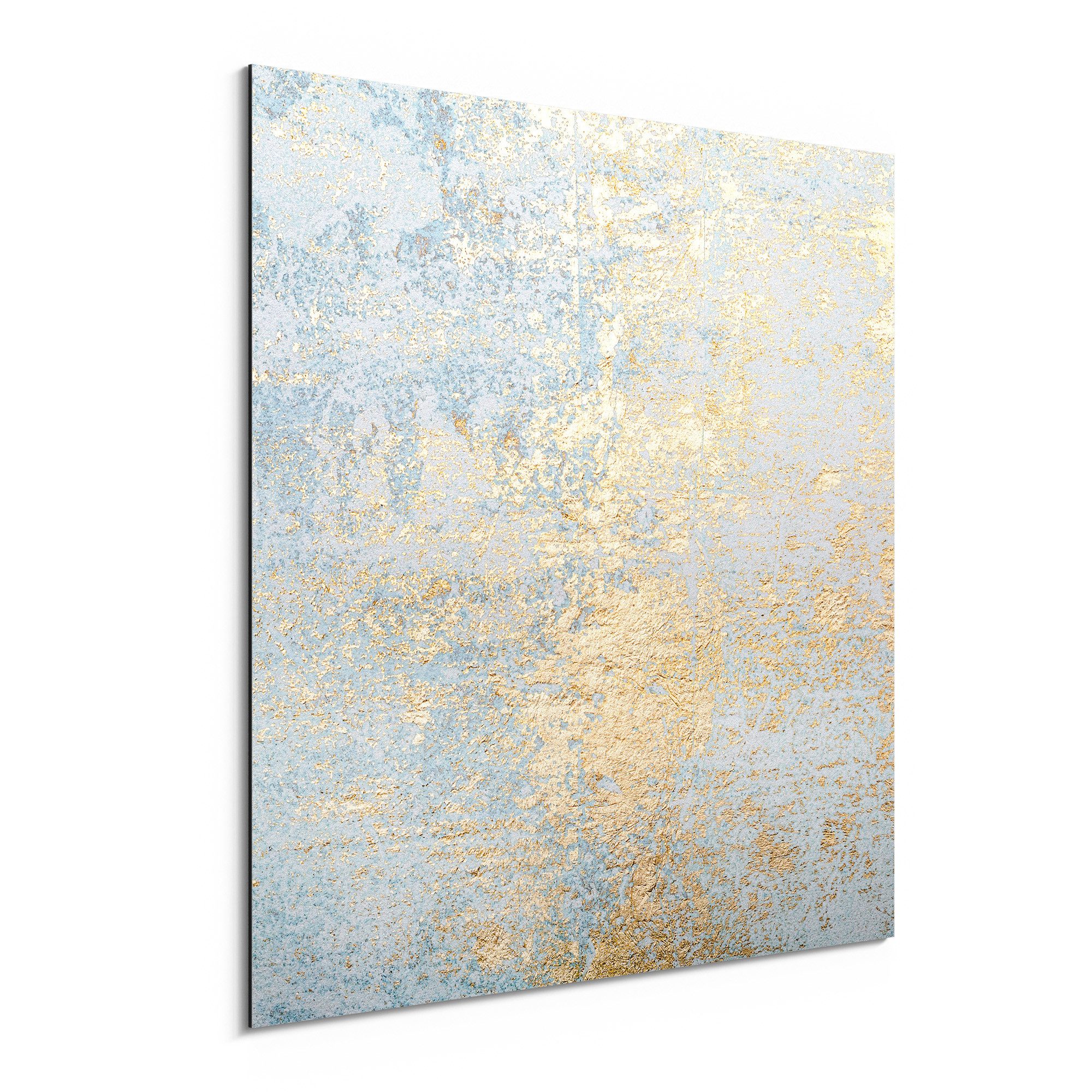 DEQORI Metallbild 'Wand mit Gold-Struktur', Alu Dibond Bild Aluminium Aluverbundplatte Design Wandbild Aludibond