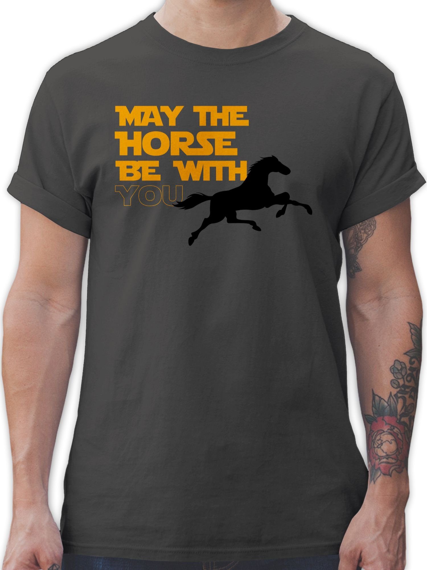 Shirtracer T-Shirt May the horse be with you Pferd 1 Dunkelgrau