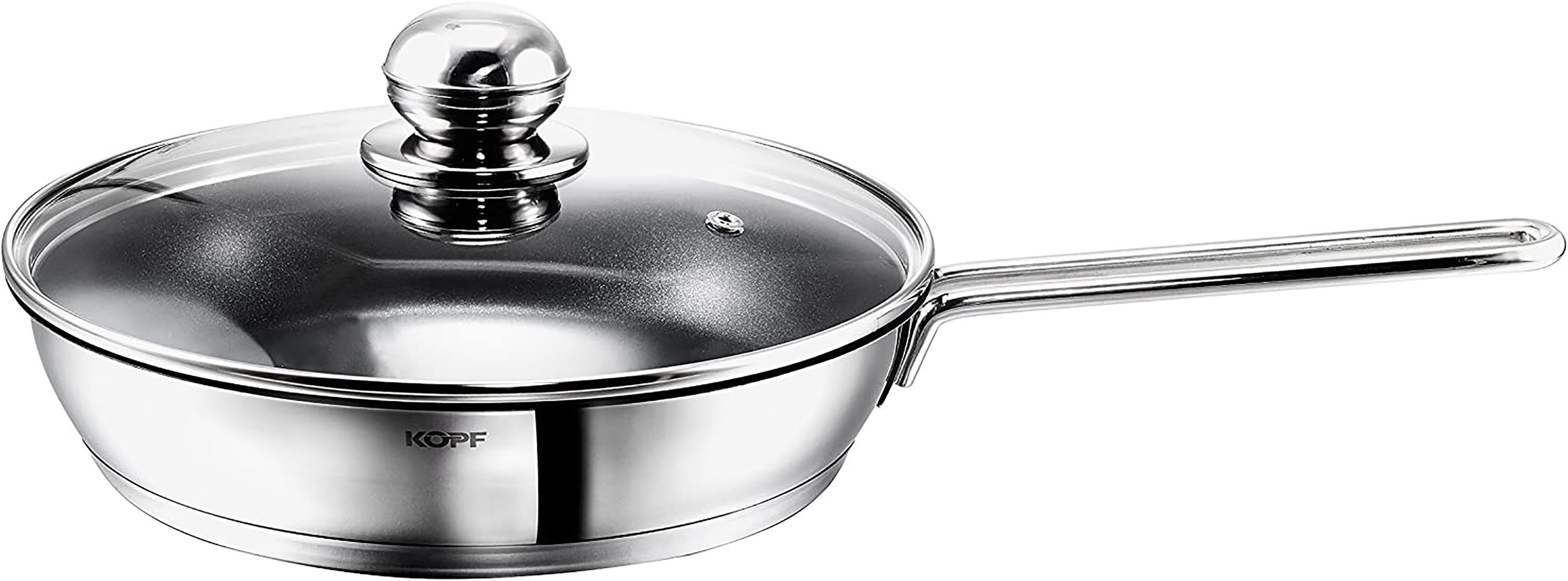 Kopf Bratpfanne Josie Ø 24 cm, Edelstahl, Ø 24 cm, Höhe 5 cm, inkl. Glasdeckel
