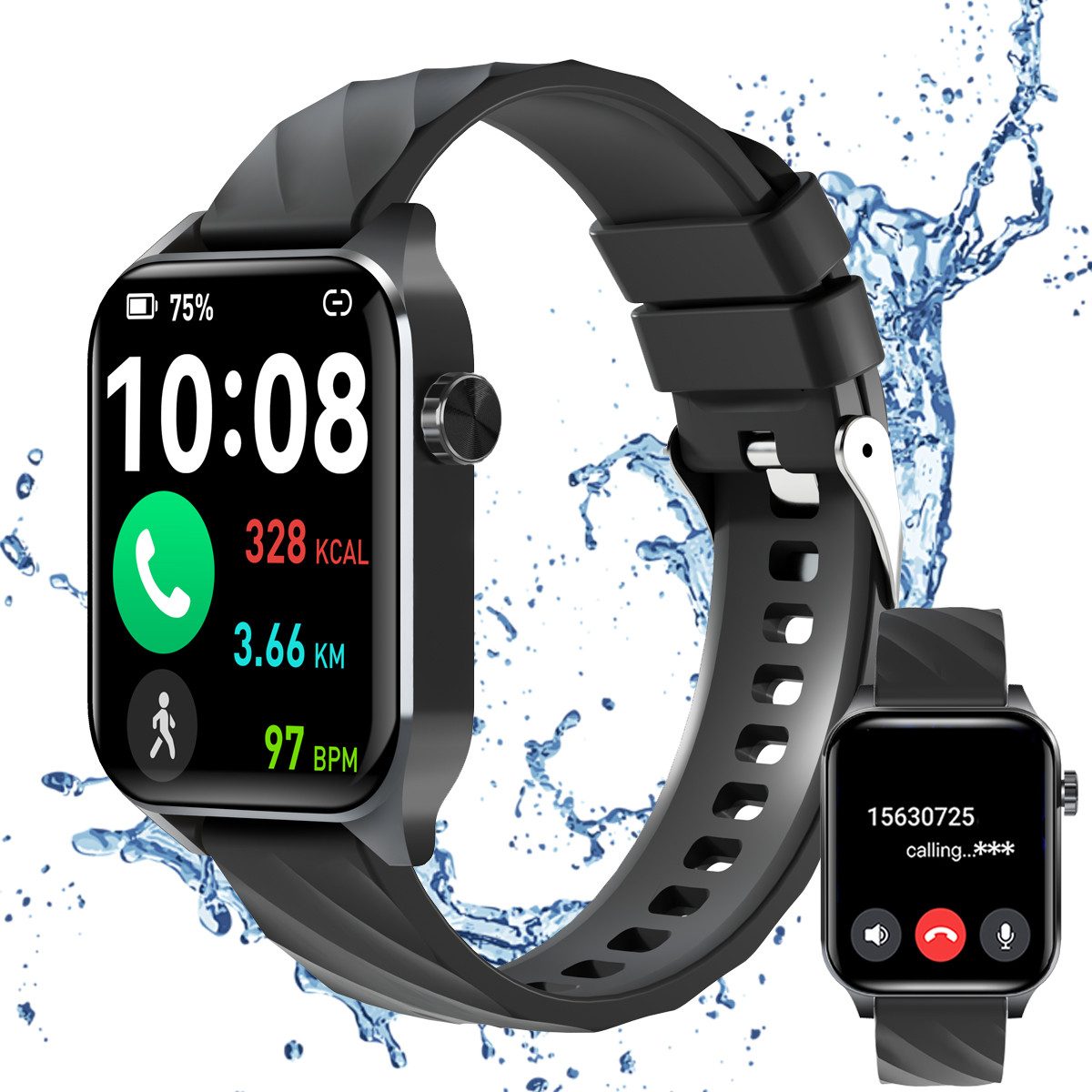 Smartwatch Damen Herren mit Bluetooth Anrufe Smartwatch