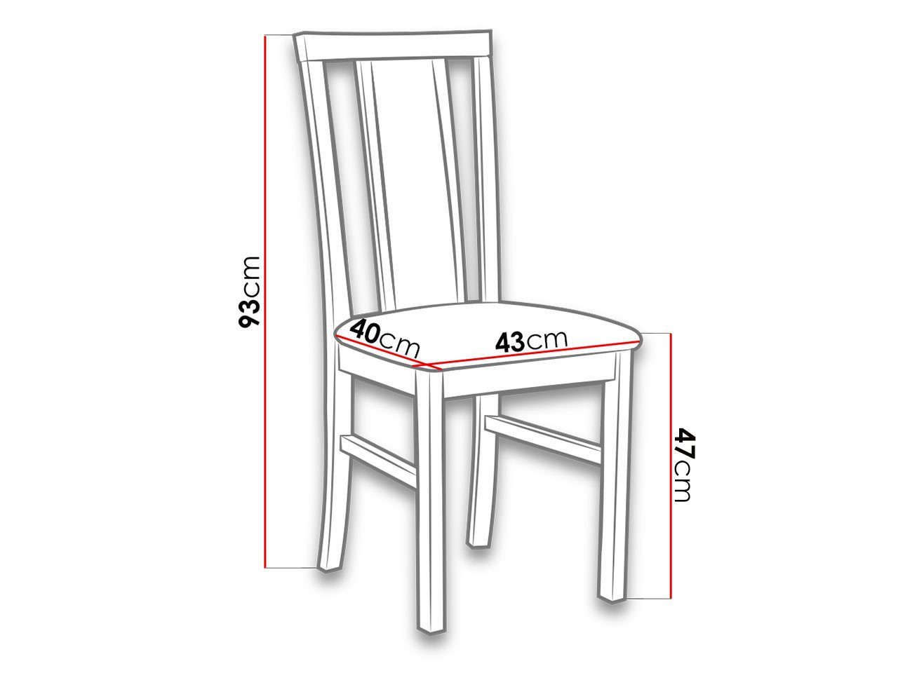 Stuhl 43x40x93 MIRJAN24 (1 Buchenholz, Stück), Milano aus VII cm