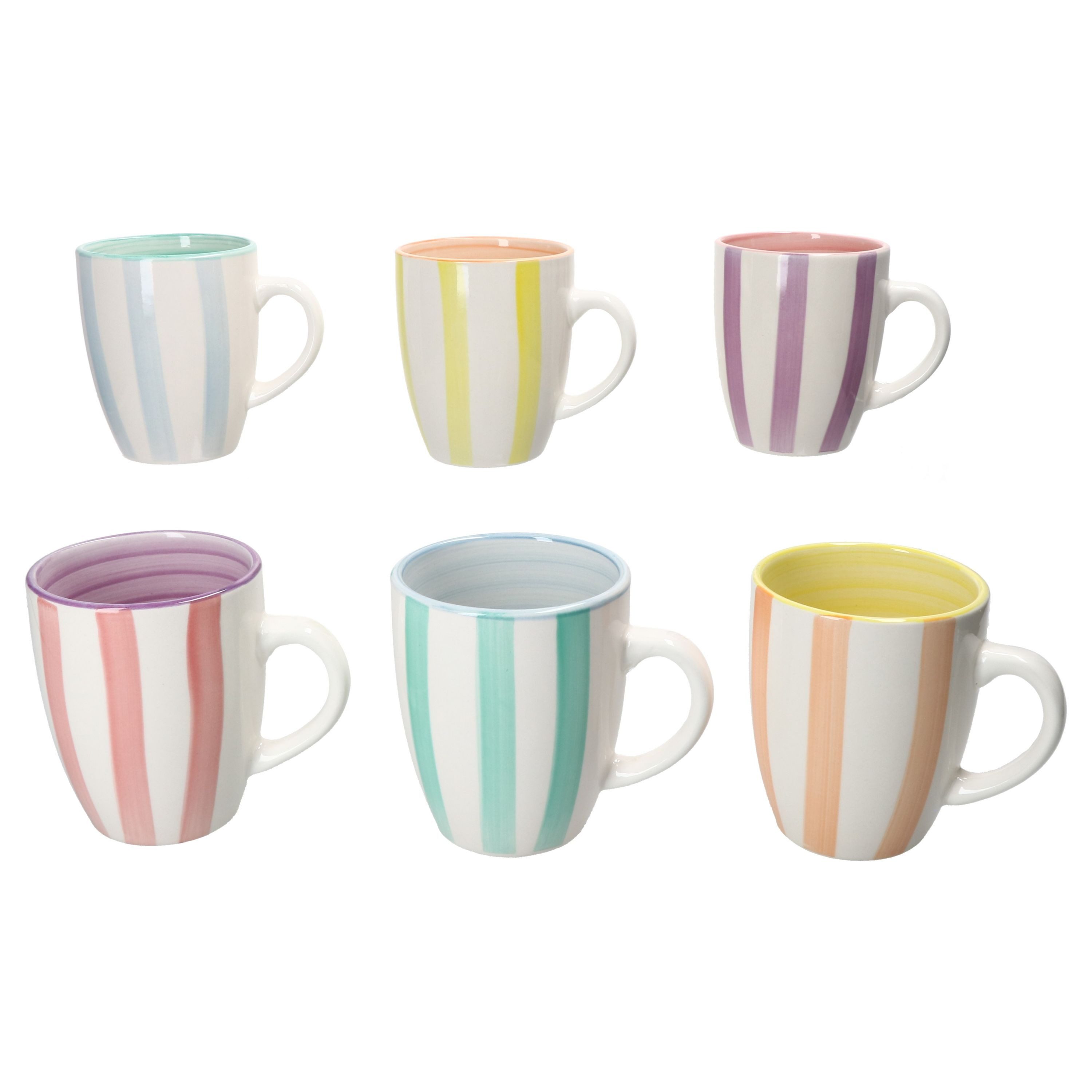 MamboCat Becher Beach Pastello Stripes 6er Set Kaffeebecher 340ml pastell Streifen, Steingut – Bild 5 von 5