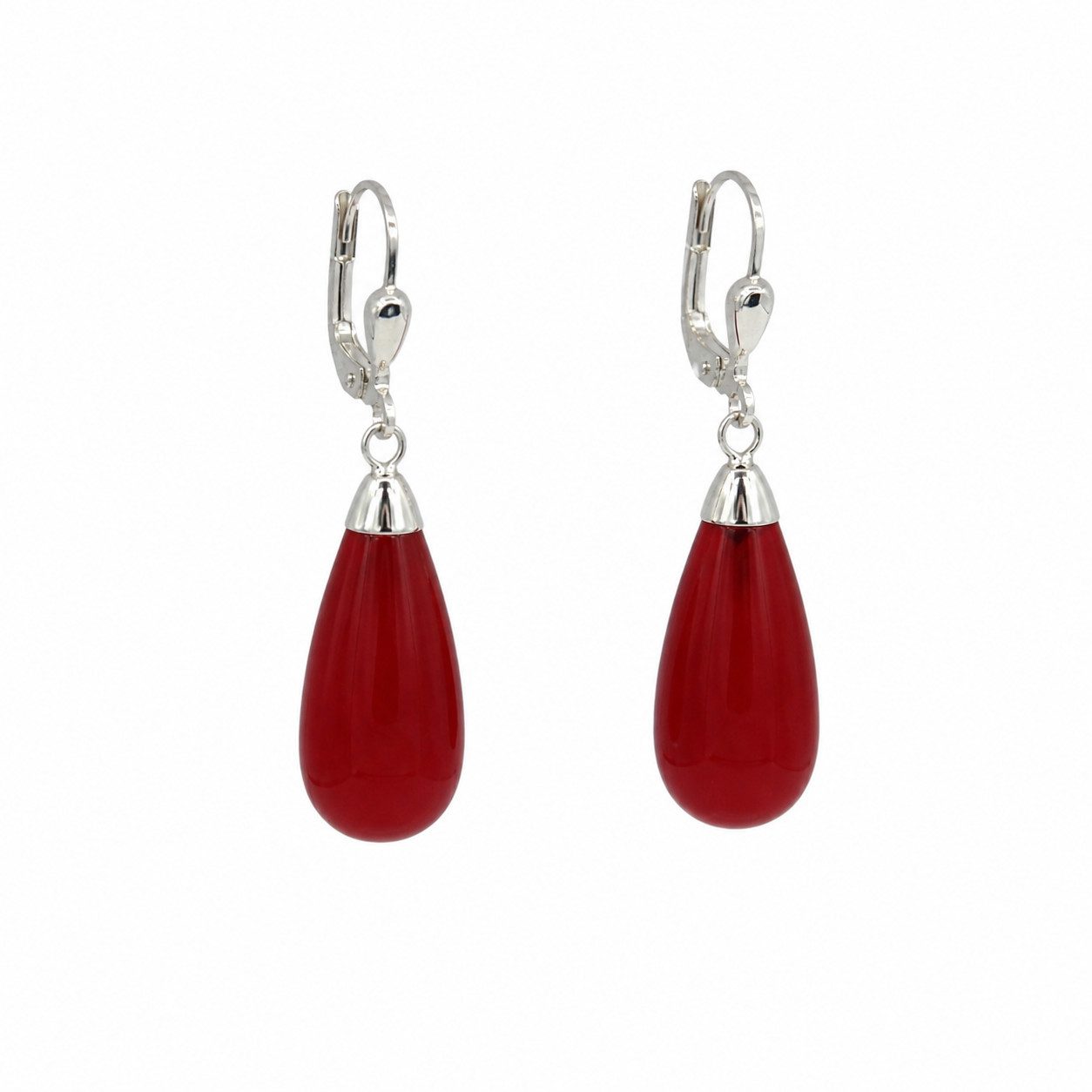 Sogni d'oro Paar Ohrhänger "Cherry Garden" mit rotem Chalcedon, Silber 925