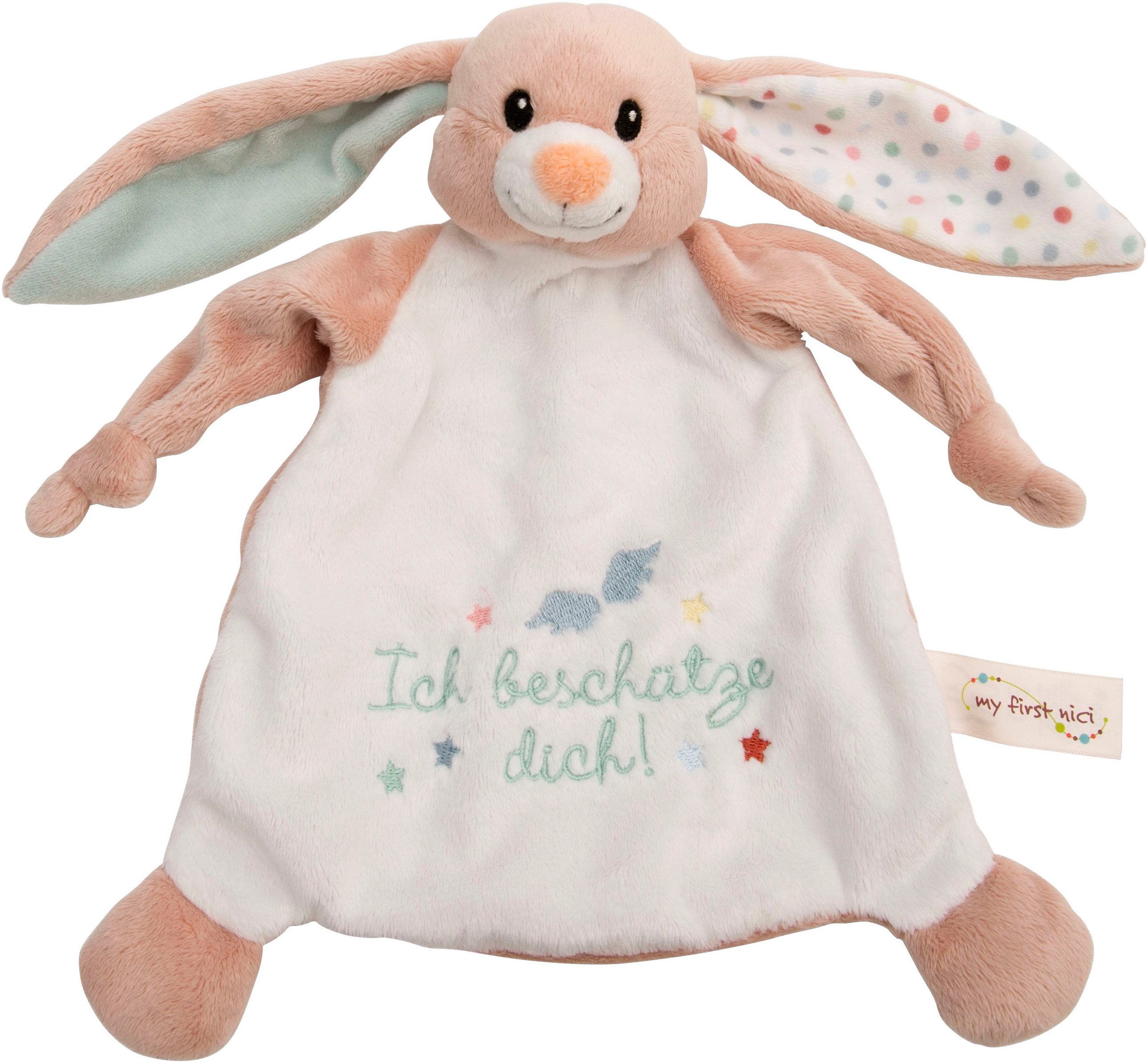 Nici Schmusetuch My First NICI, Hase Fjella, mit aufgestickter Botschaft "Ich beschütze dich"