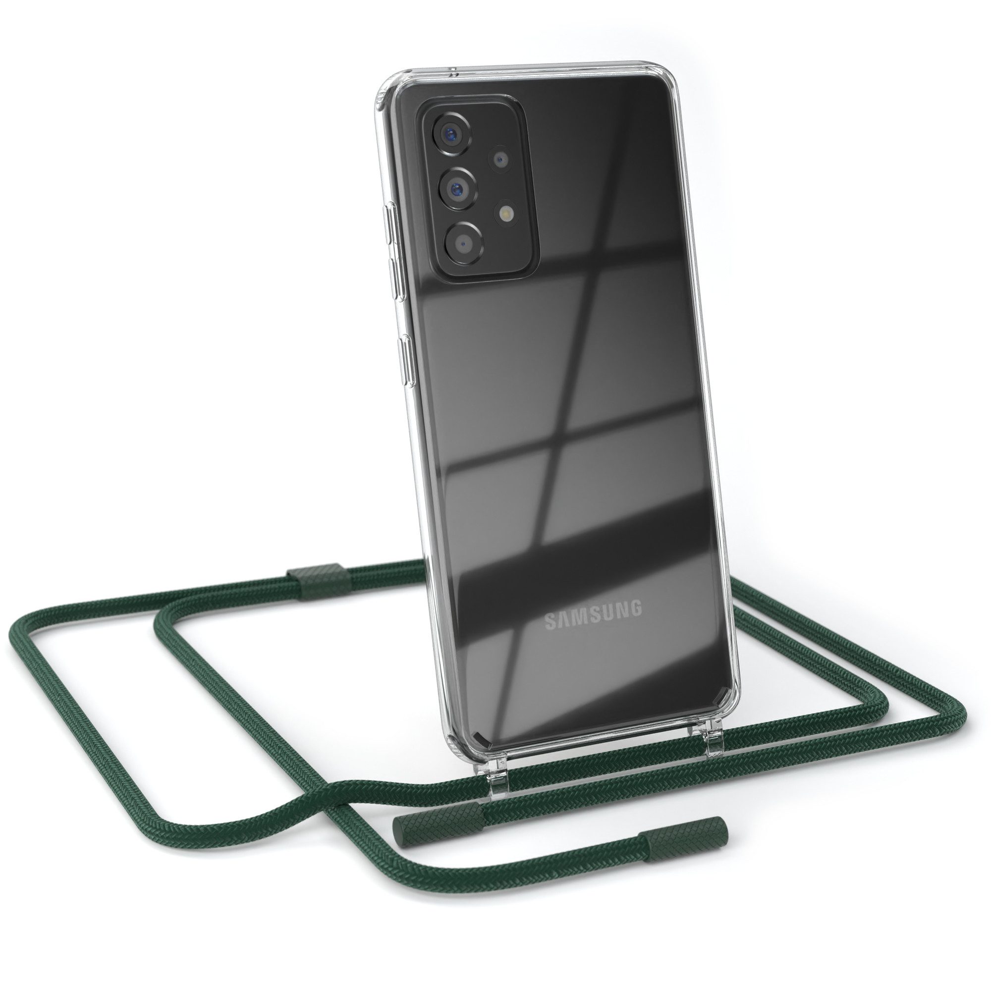 EAZY CASE Handykette Silikon Kette für Galaxy A52 / A52 5G / A52s 5G 6,5 Zoll, Handykette zum Umhängen Slim Phone Chain Festivalbag Smartphone Grün