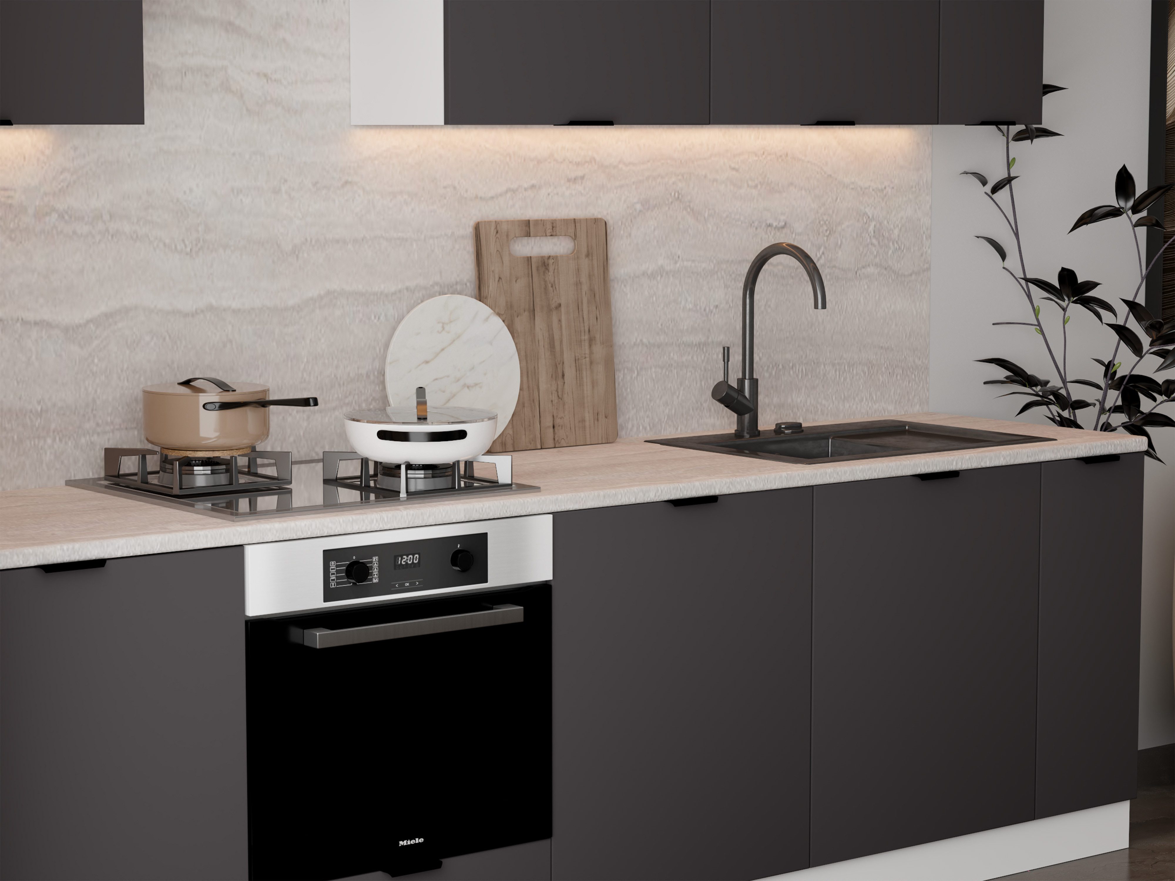 ROYAL24_MARKT Küchenzeile – 270 cm – Lunara – Ohne Arbeitsplatte & Elektrogeräte, (Set), Feinste Qualität - Modern - Zeitlos