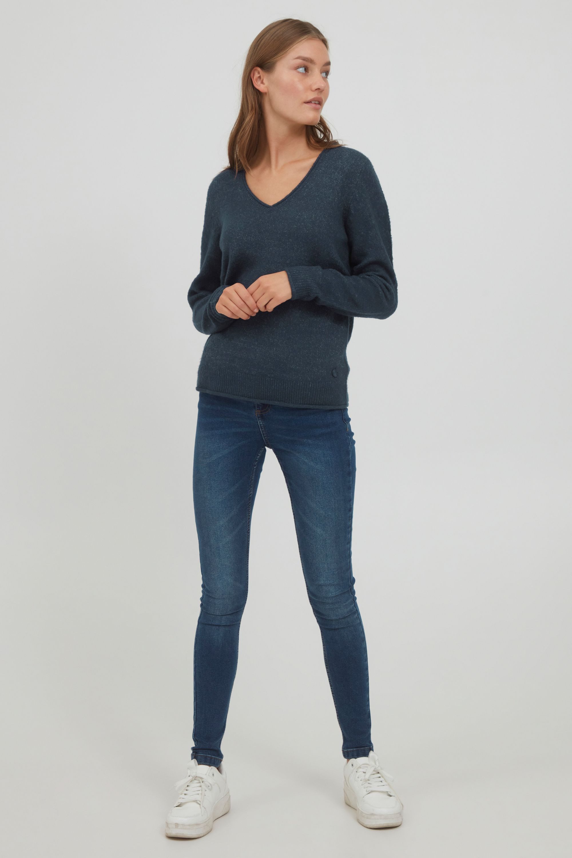 OXMO Strickpullover OXIlva Feinstrickpullover mit V-Ausschnitt günstig online kaufen