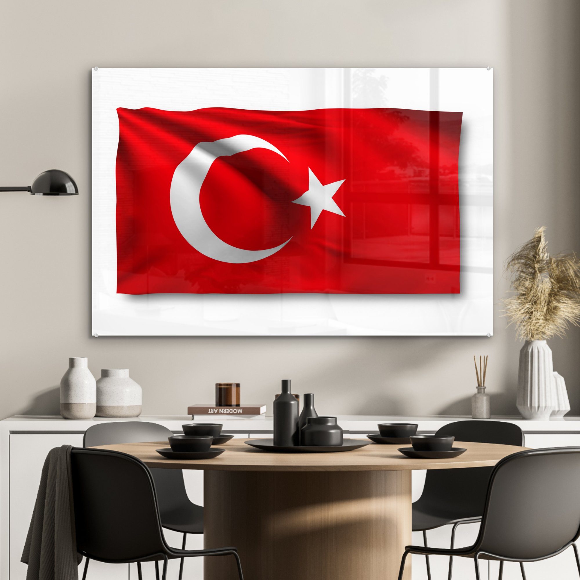 Acrylglasbild Flagge MuchoWow weißem Hintergrund, der & (1 Türkei St), Wohnzimmer auf Schlafzimmer Acrylglasbilder