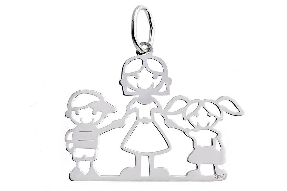 Silberkettenstore Kettenanhänger Anhänger Mädchen-Mutter-Junge - 925 Silber