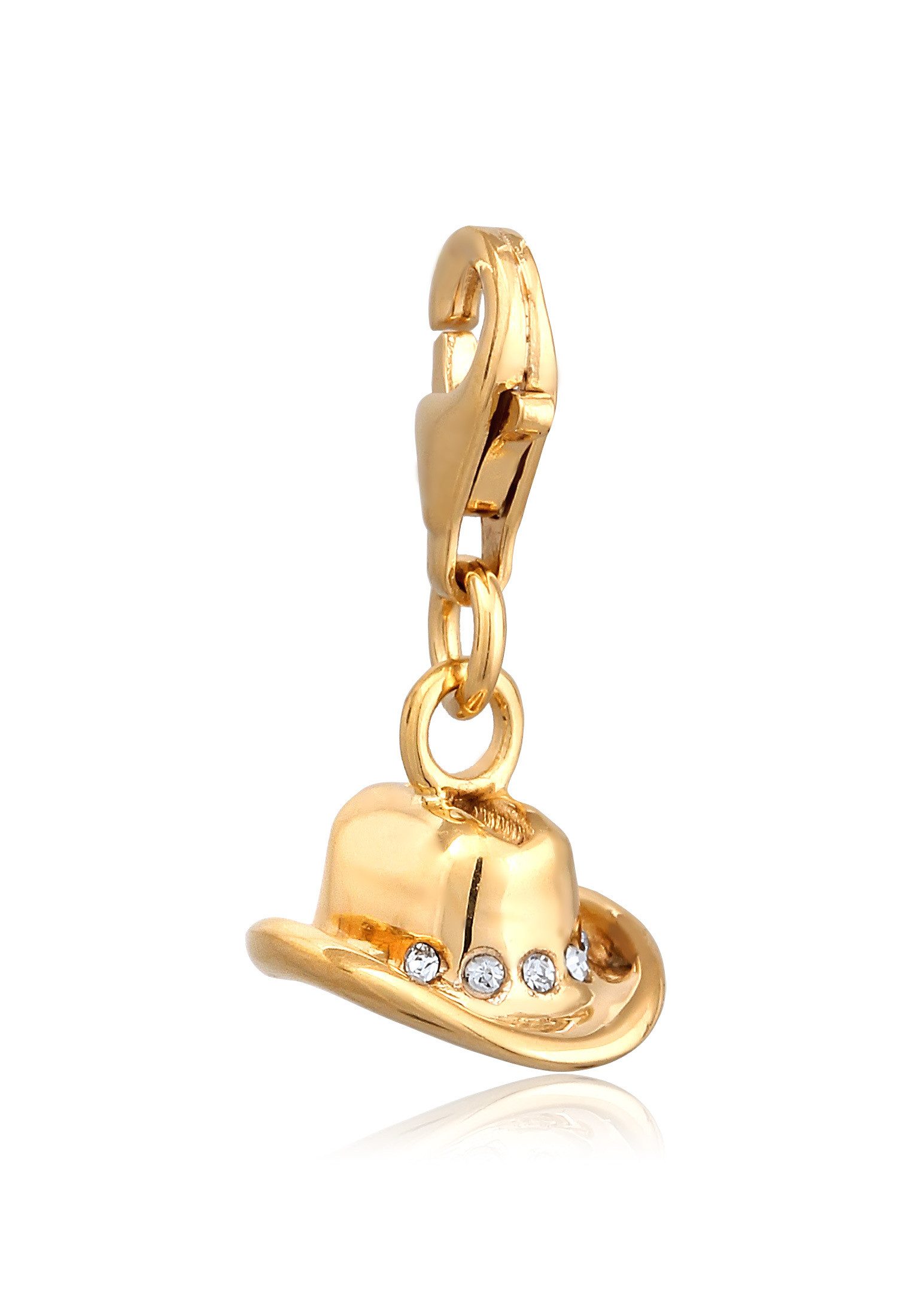 Elli Charm-Einhänger Cowboy Hut Weiß 925 Sterling Silber, mit Kristallen von Swarovski®