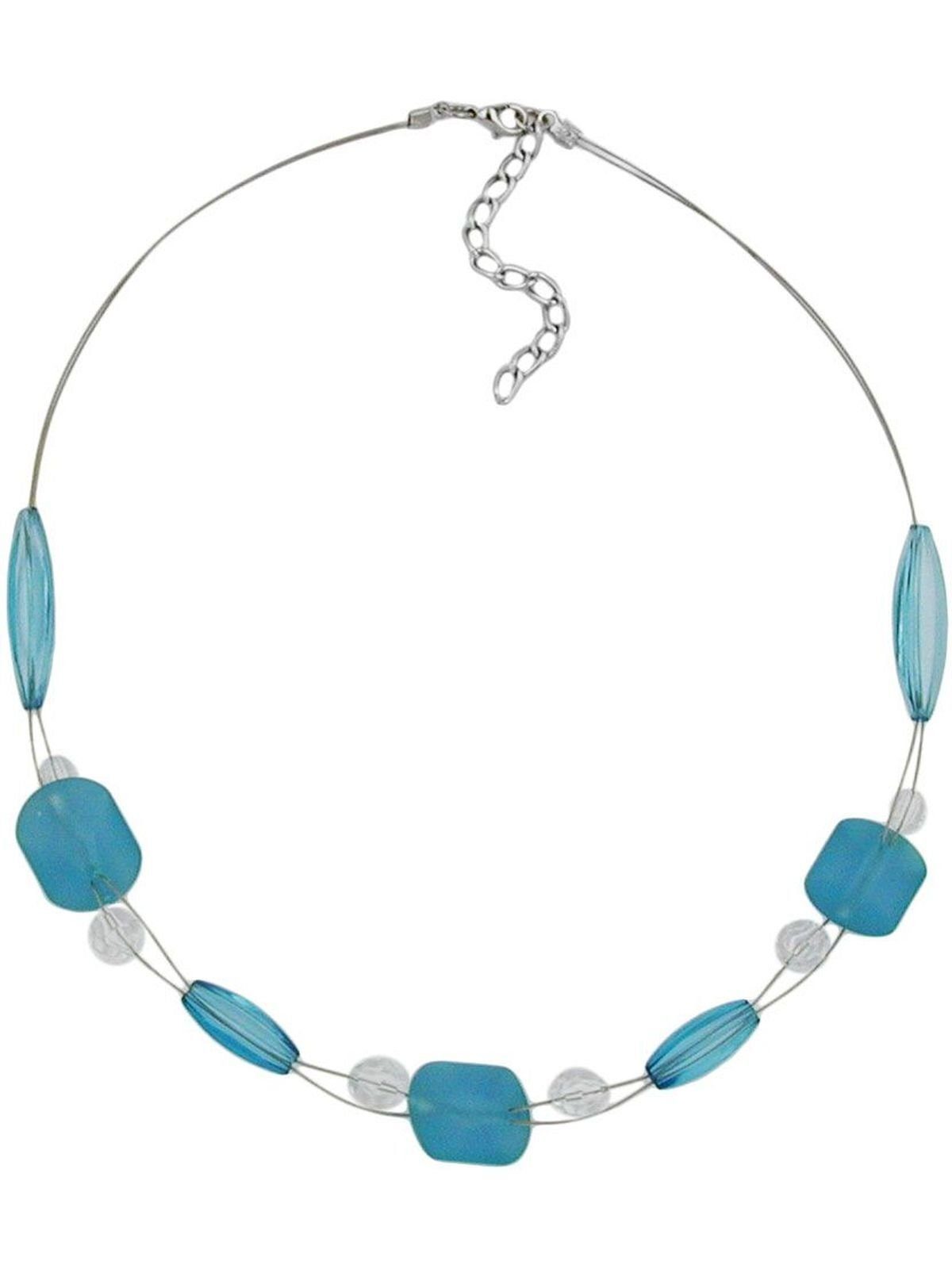Gallay Perlenkette Drahtkette türkis-aqua-transparent Kunststoffperlen 45cm (1-tlg)