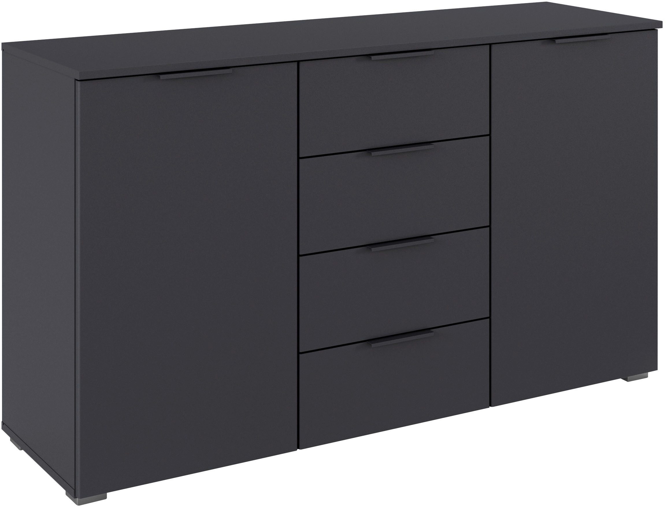 OTTO home Kombikommode Sideboard Schubladenkommode AGORDO mit Dekor- oder Hochglanzfront (in zwei Griff-Farben, Breite 120 cm), vier große Schubladen, mit insgesamt 4 Einlegeböden MADE IN GERMANY