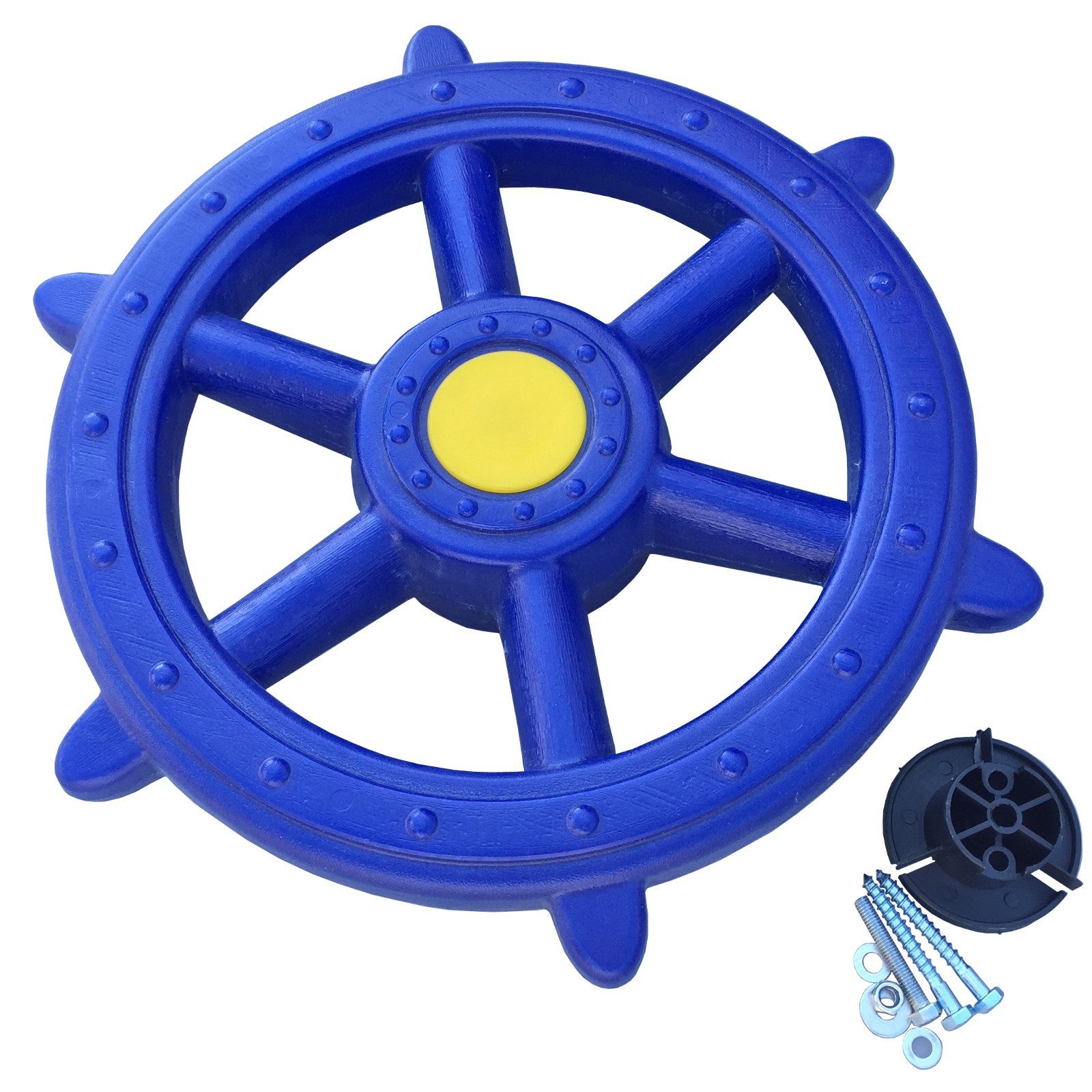 Loggyland Spielturm-Erweiterung Steuerrad Schiff Lenkrad Piratenlenkrad Ø 48 cm, (incl. Befestigungsmaterial), macht beim Drehen leise "Klick, Klick, Klick"
