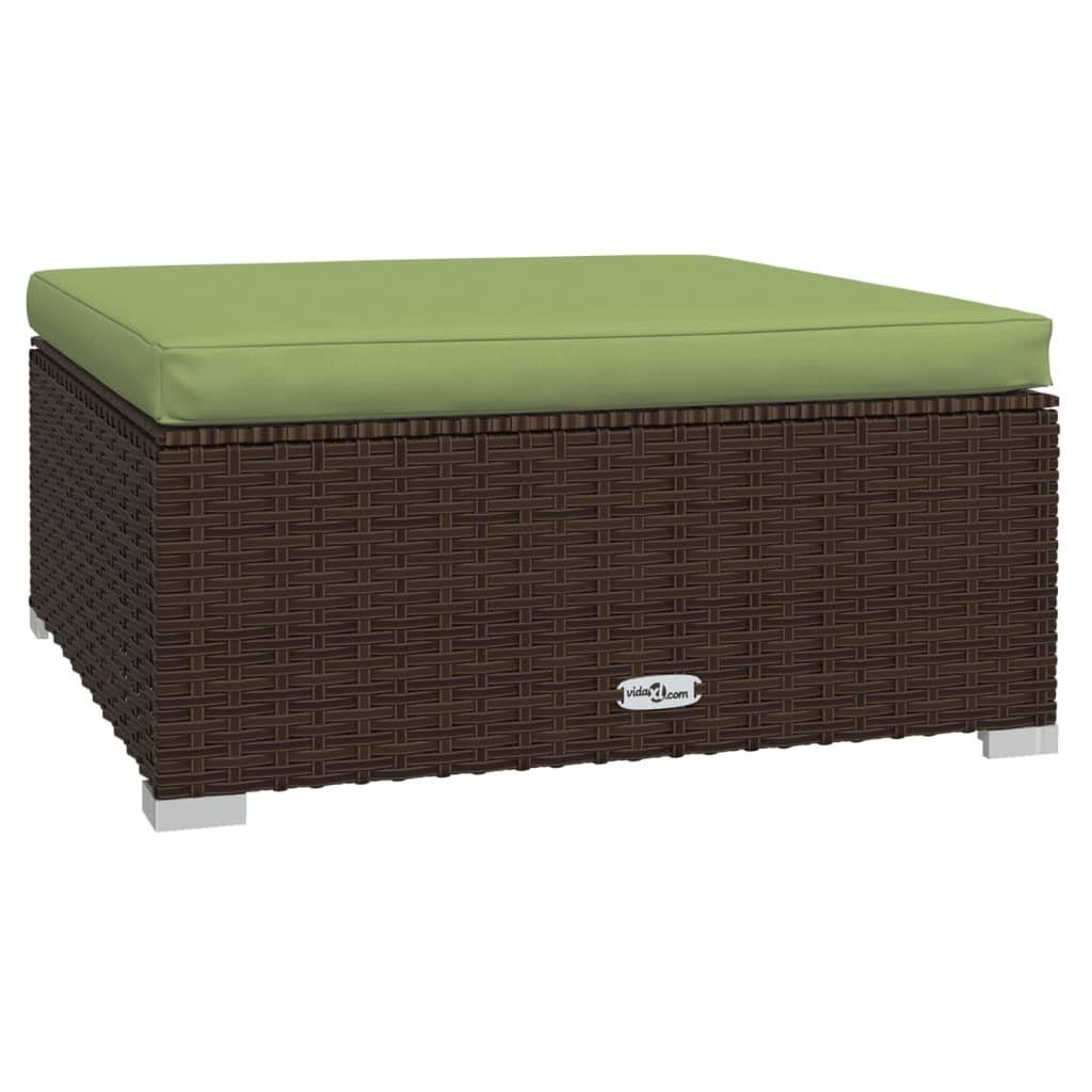 vidaXL Sofaelement Gartenhocker mit Kissen Braun 70x70x30 cm Poly Rattan (1 St)