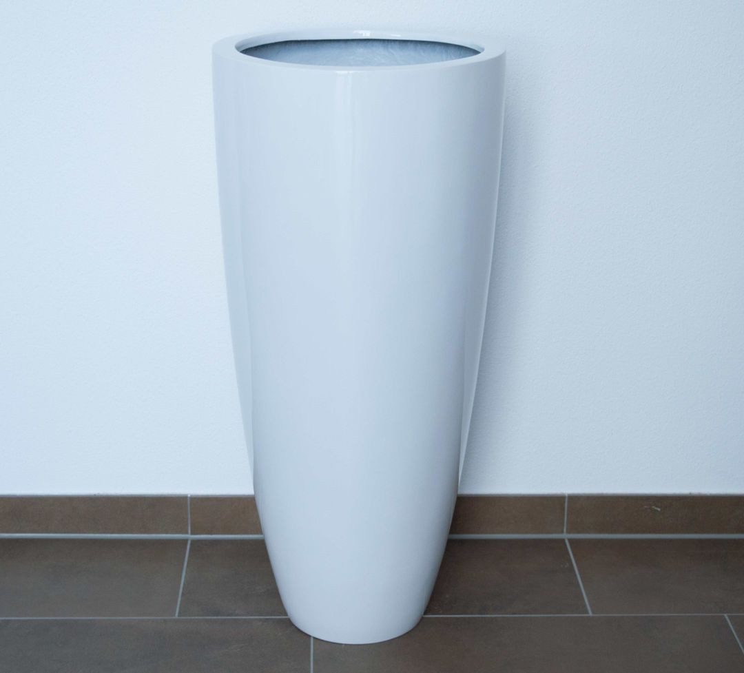 Thumbnail - Elegant Einrichten Pflanzkübel Fiberglas Schale rund konisch D30xH60cm Hochglanz weiß (1 St)