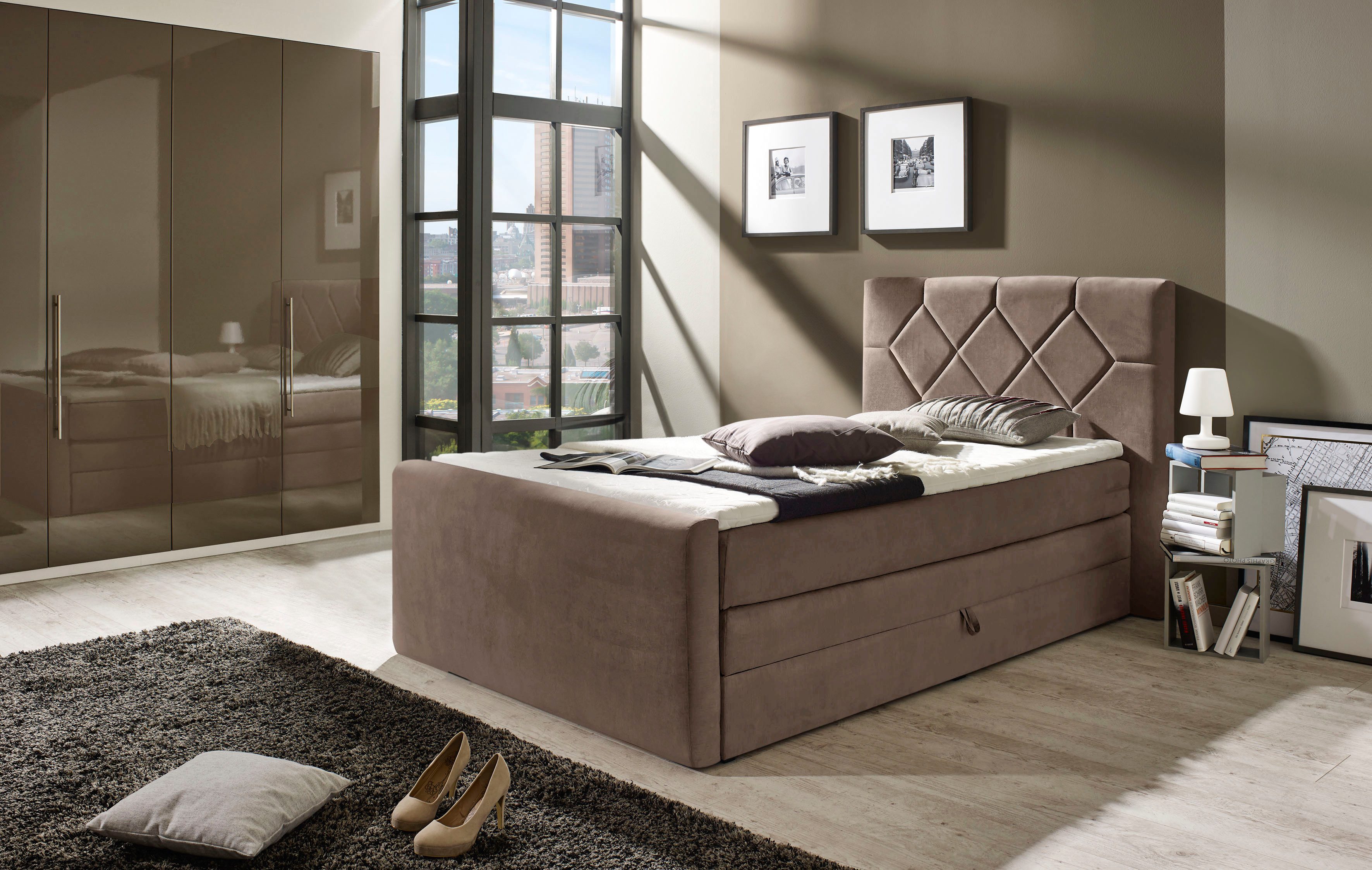 Home affaire Boxspringbett Atlanta, inklusive Topper und Bettkasten